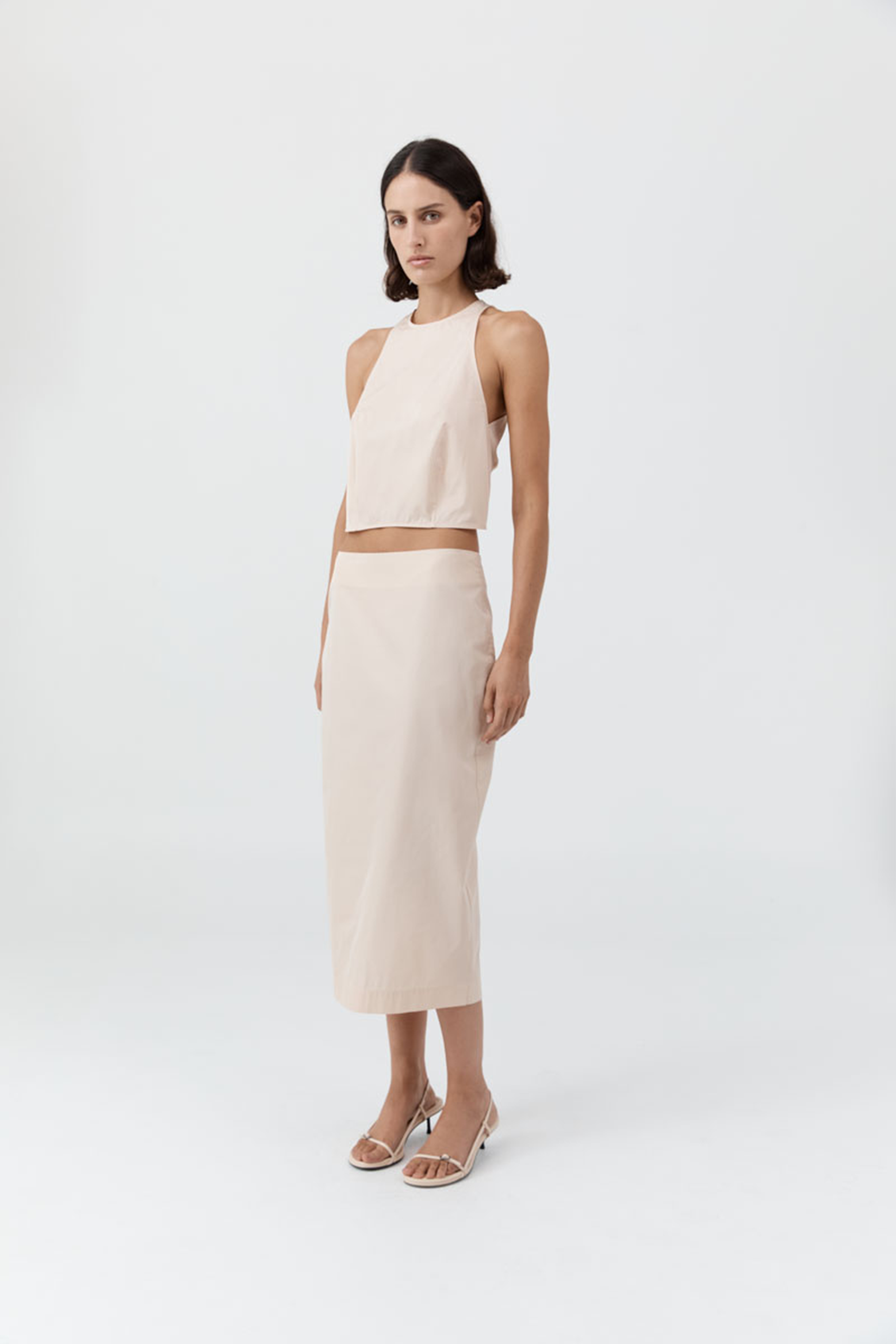ST. AGNI PAPER TAFFETA COLUMN SKIRT IN PINK SALT | THE NEW TREND