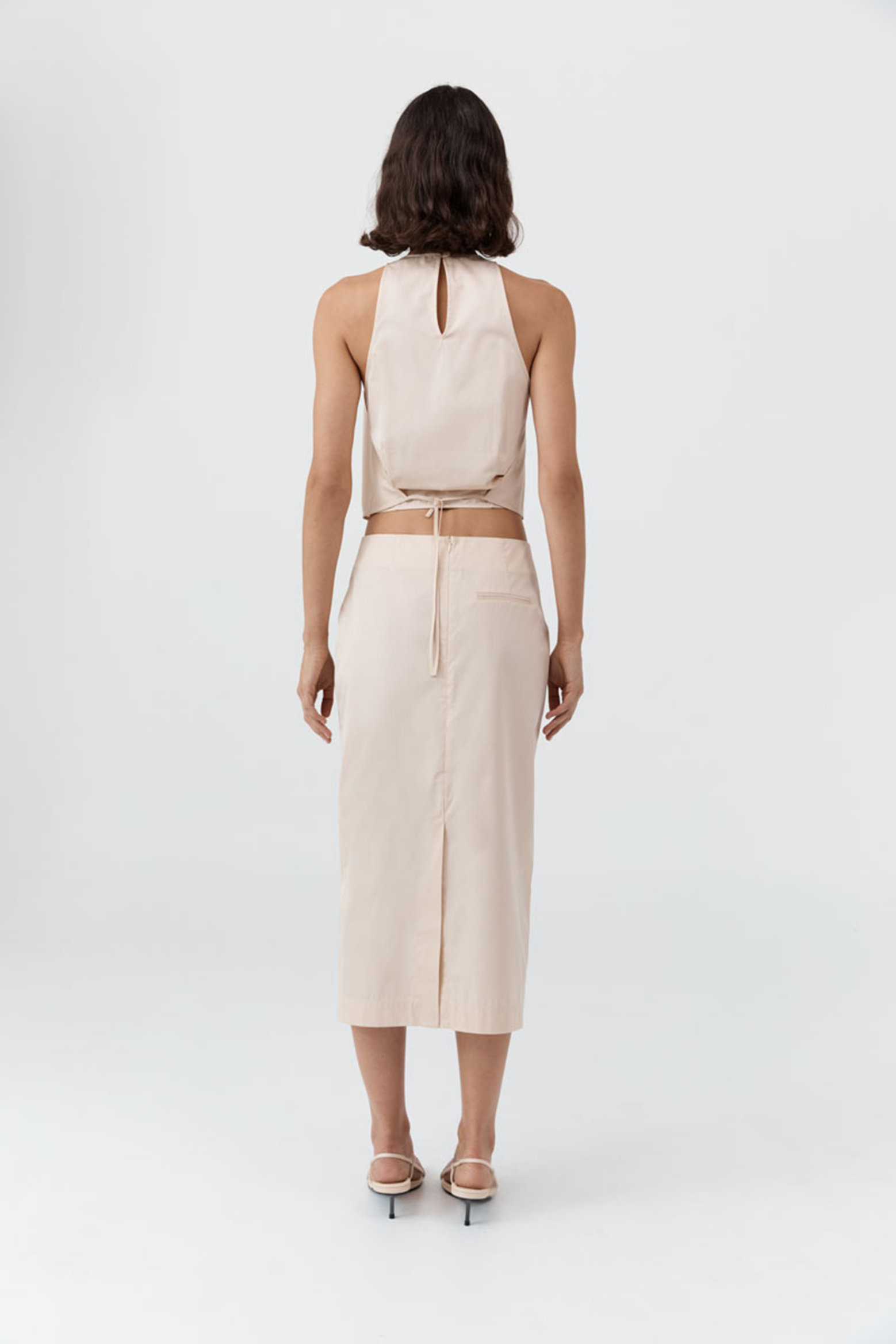 ST. AGNI PAPER TAFFETA COLUMN SKIRT IN PINK SALT | THE NEW TREND