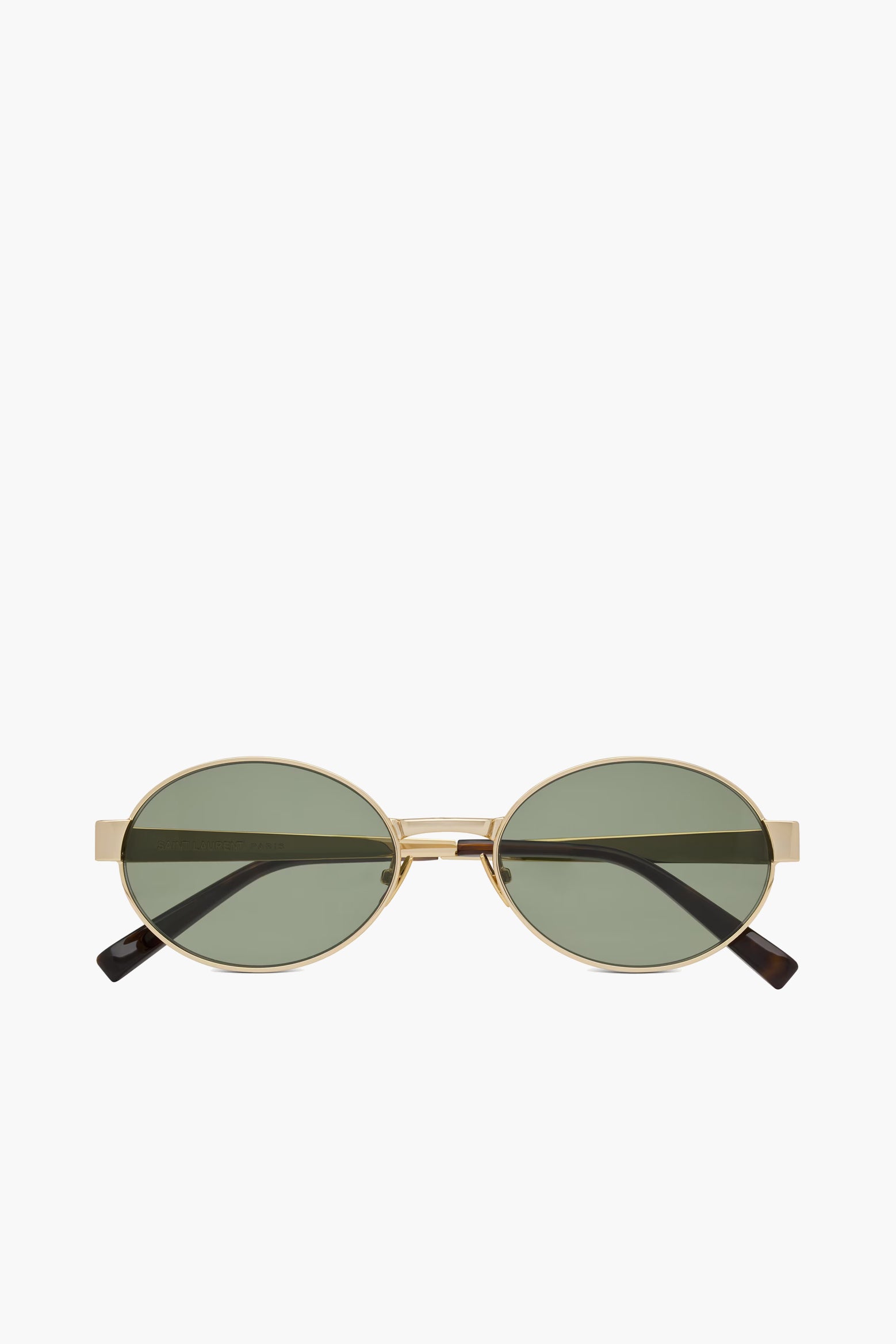 The Saint Laurent Round Metal Frame Sunglasses in Light Gold and Green available at The New Trend Australia