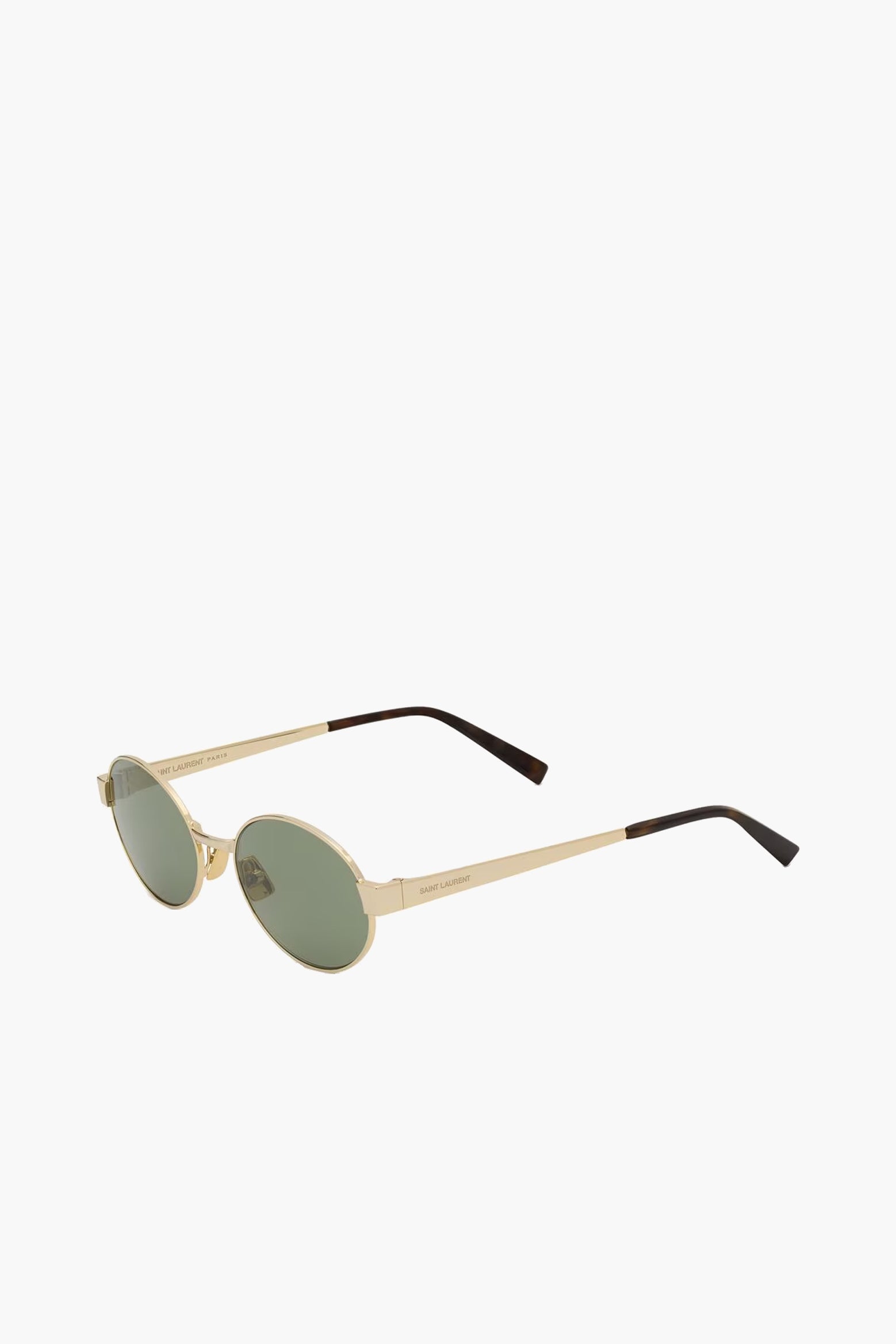 The Saint Laurent Round Metal Frame Sunglasses in Light Gold and Green available at The New Trend Australia