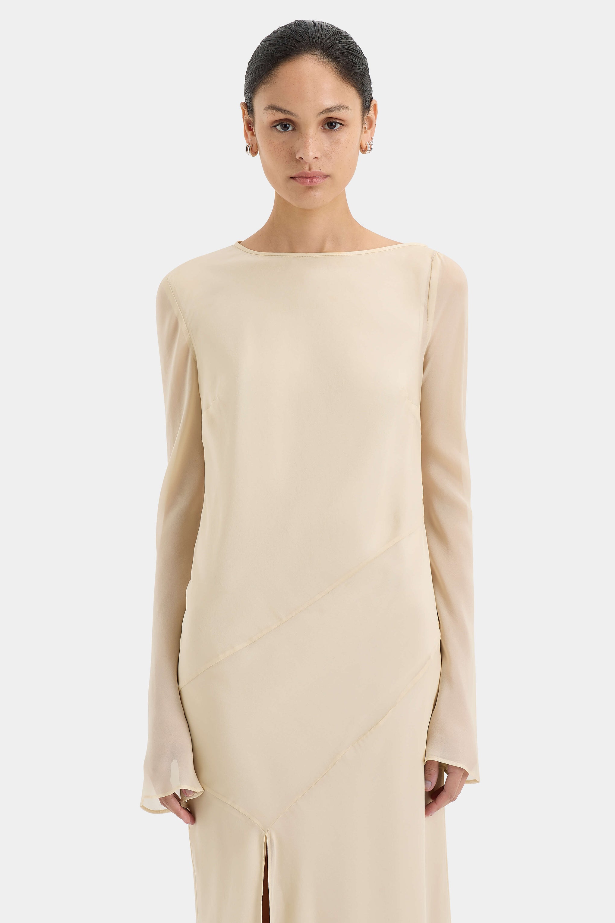 The Sir Strobe Long Sleeve Dress in Bone available at The New Trend Australia