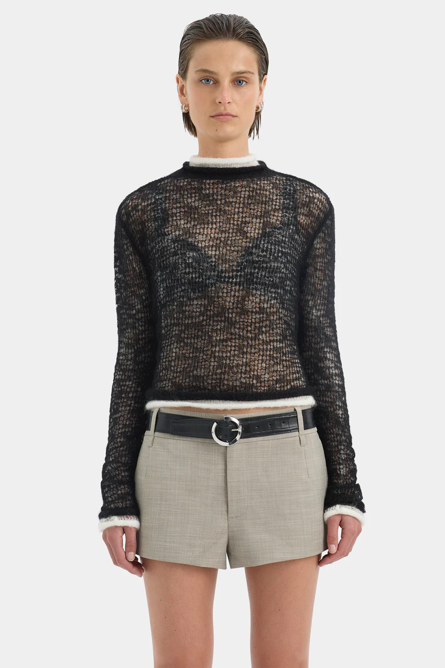 SIR THE LABEL PENELOPE LAYERED KNIT TOP BLACK/IVORY | THE NEW TREND