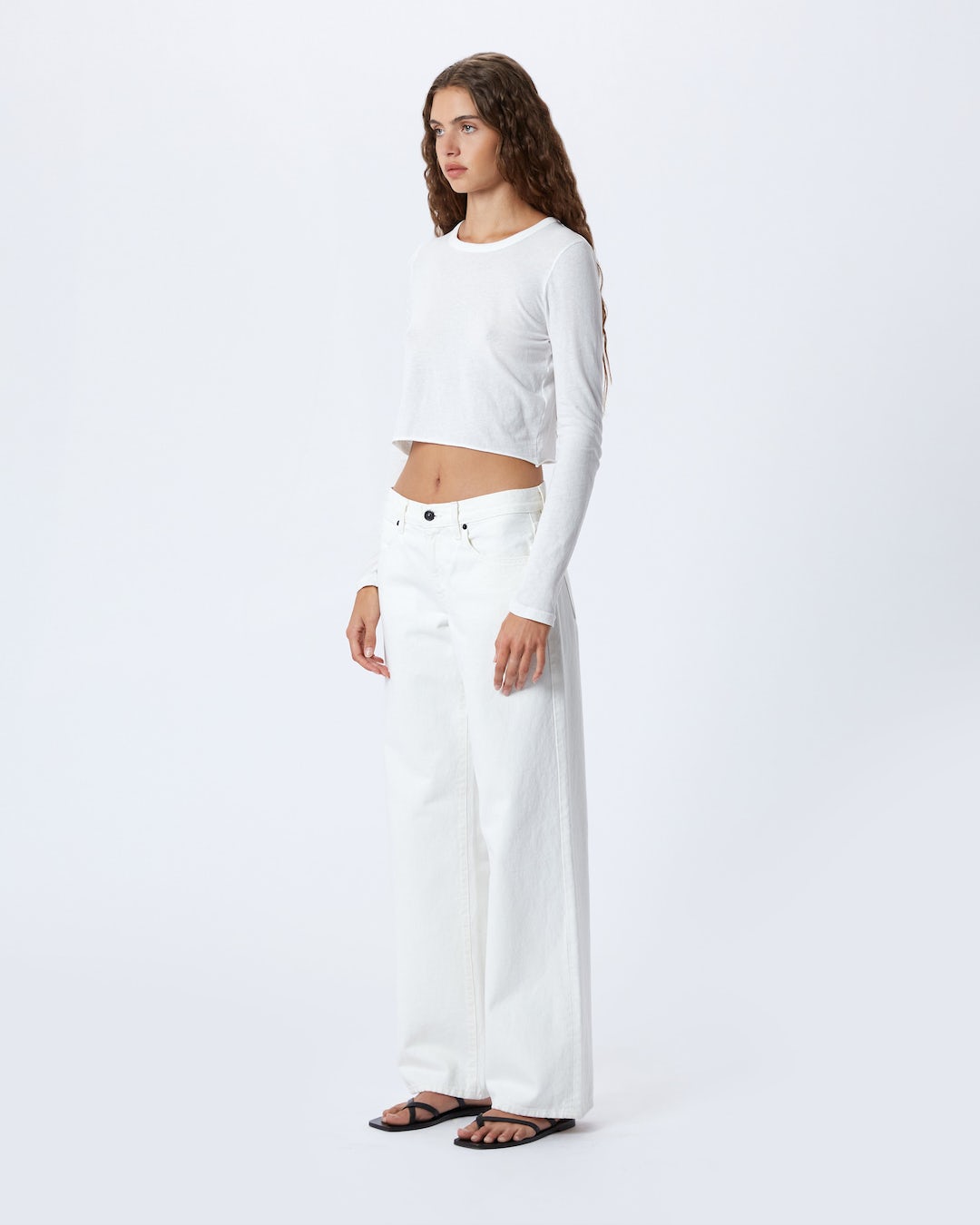 Slvrlake Mica Low Rise Wide Leg Jean in White available at TNT The New Trend Australia. Free shipping on orders over $300 AUD.