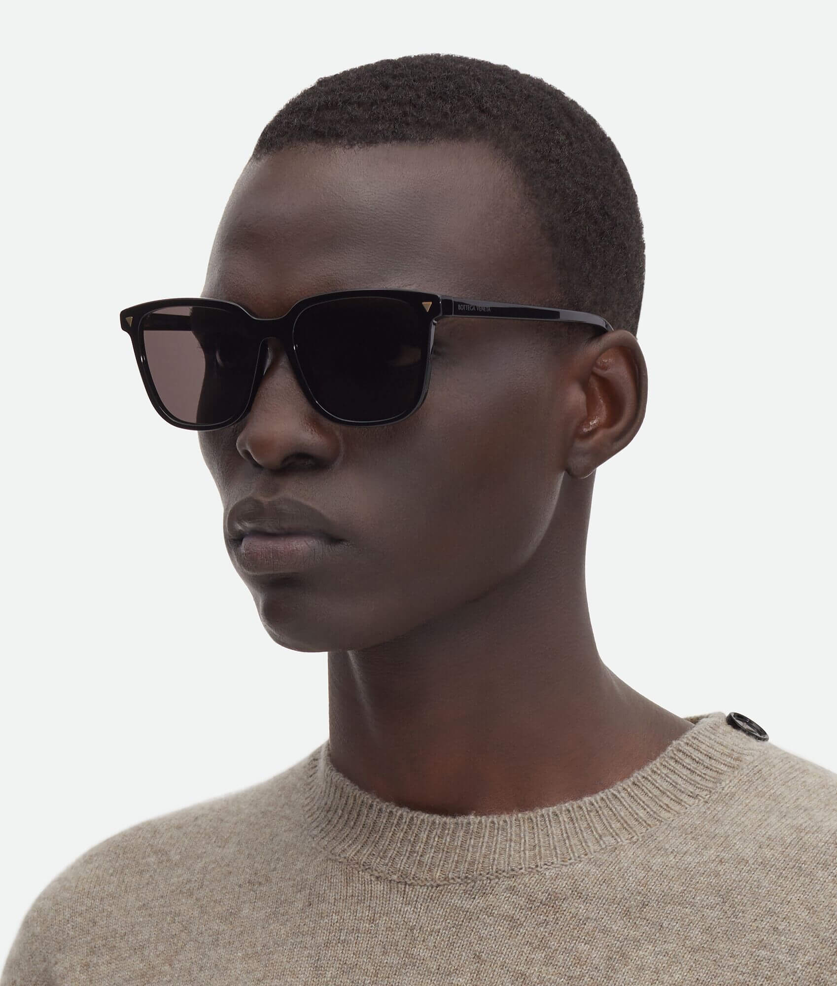Bottega Veneta Soft Recycled Acetate Square Sunglasses in Black available at The New Trend Australia.