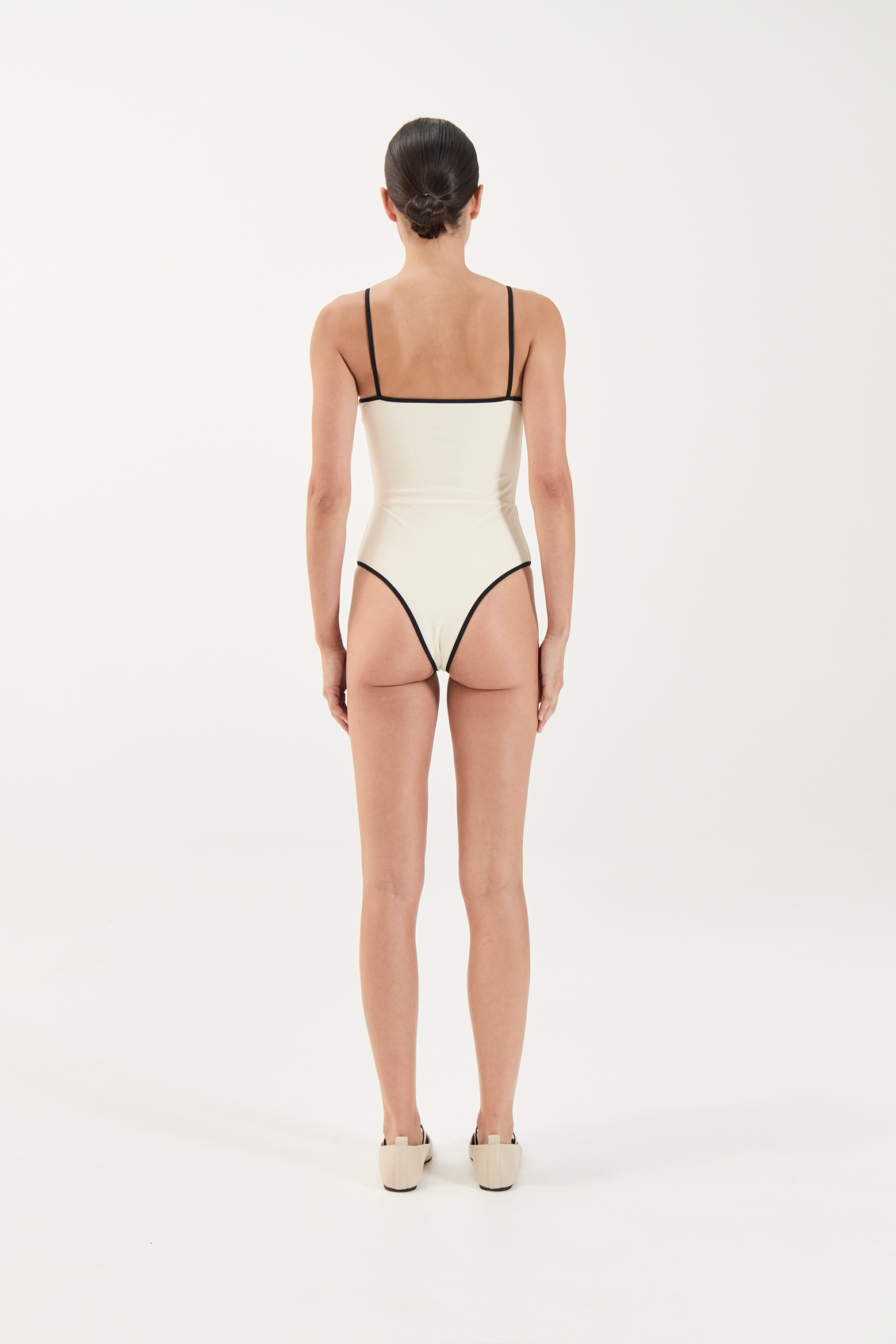SOLAQUA SQUARE NECK ONE PIECE IN IVORY/NOIR | THE NEW TREND