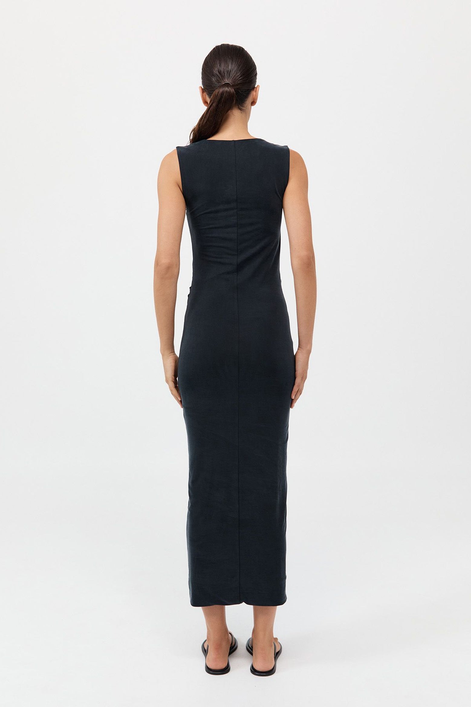 The St Agni Cupro Jersey Drape Dress in Black available at The New Trend Australia