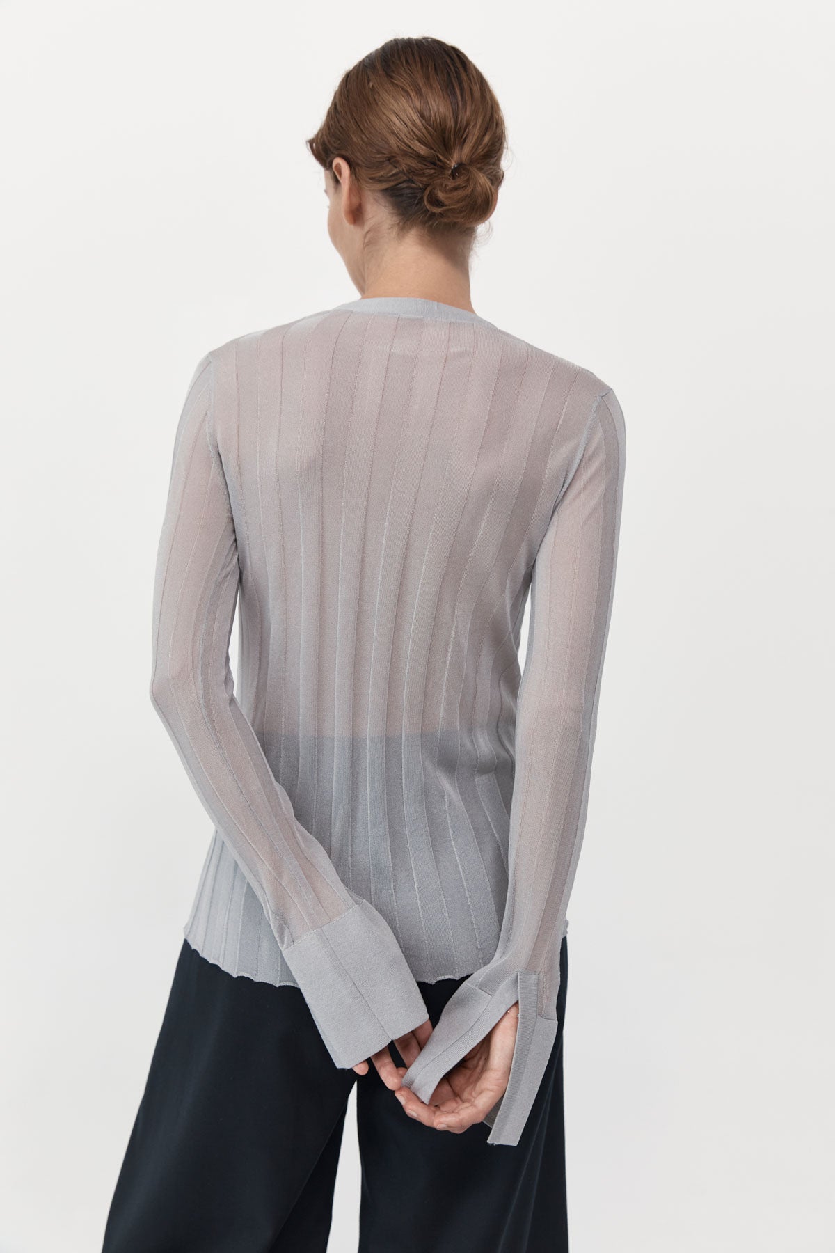 St Agni Fine Pleat Knit Shirt in Silver available at TNT The New Trend Australia