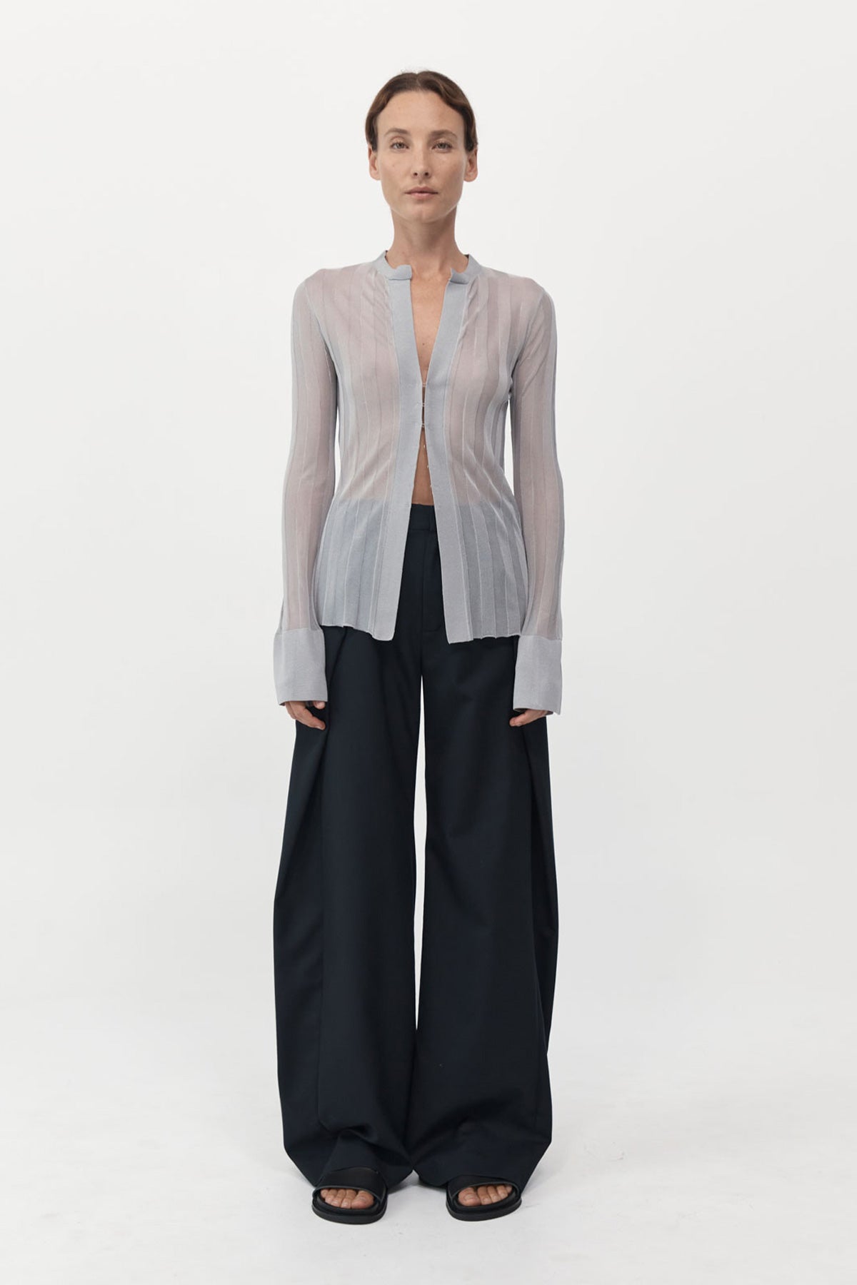 St Agni Fine Pleat Knit Shirt in Silver available at TNT The New Trend Australia