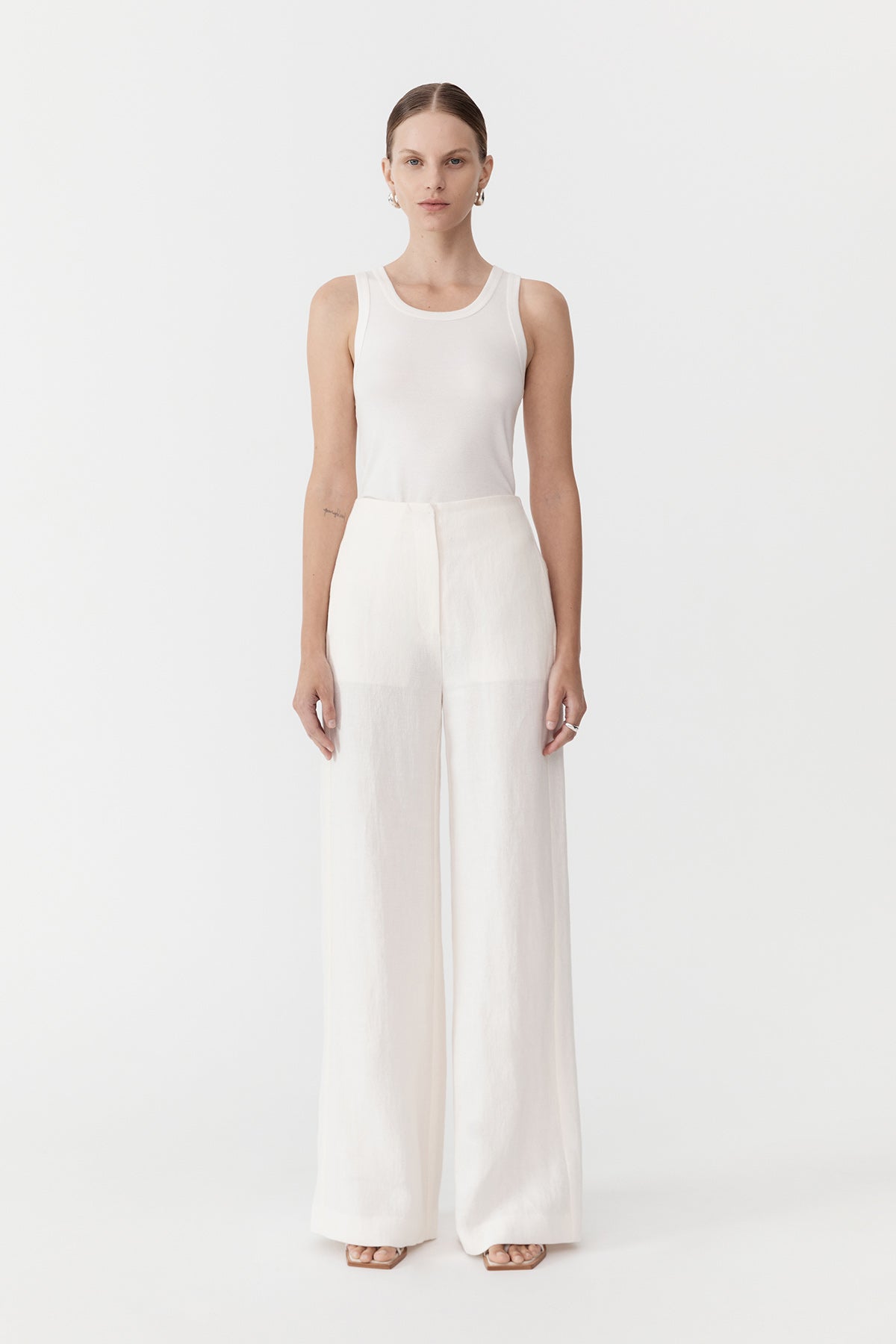 The St Agni Linen Wide Leg Pants in Ivory available at The New Trend Australia