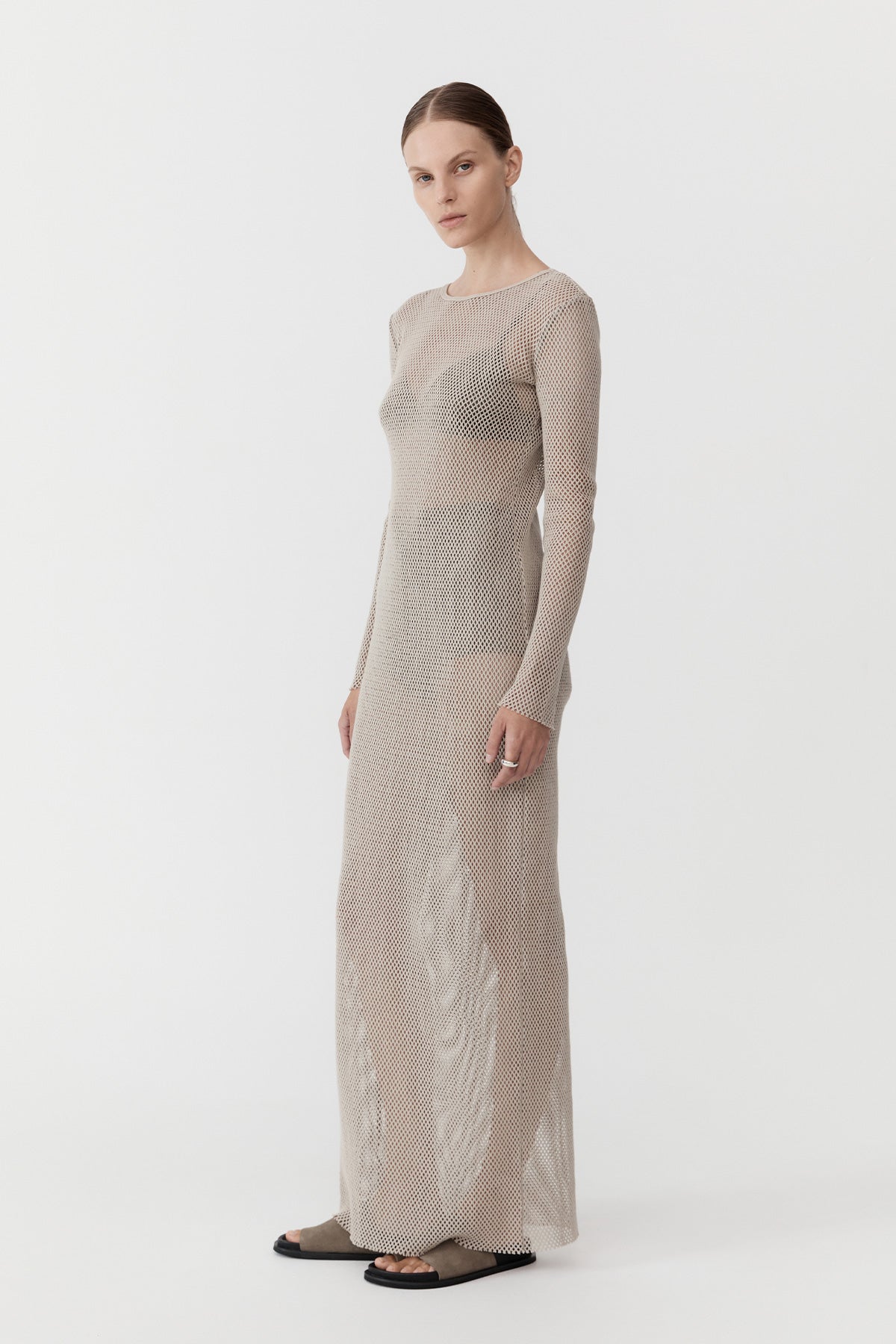 The St Agni Mesh Long Sleeve Dress in Aloe available at The New Trend Australia