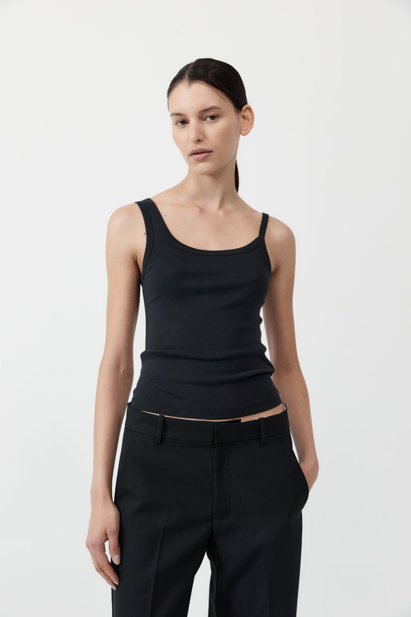 St Agni Organic Asymmetric Tank in Black available at The New Trend Australia.