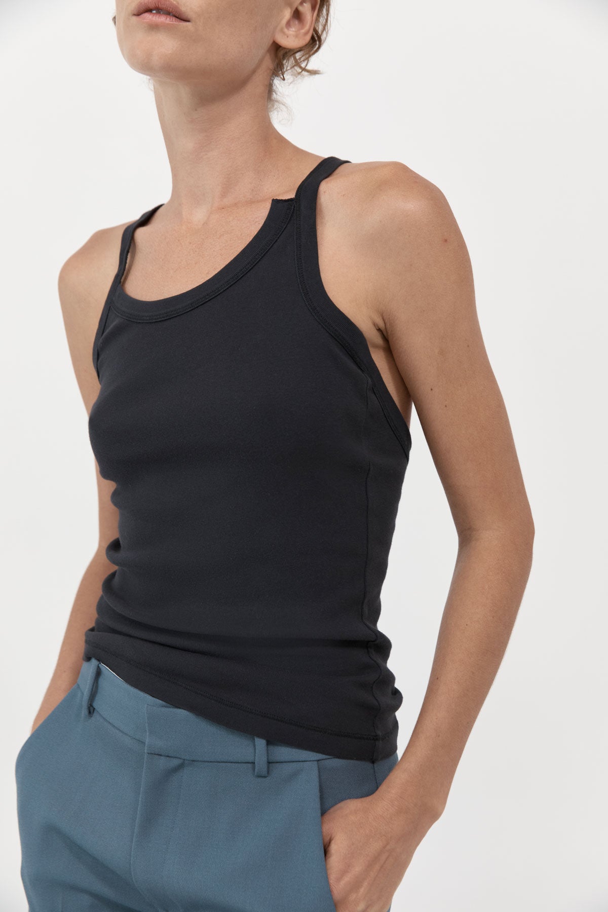 St Agni Organic Cotton Abstract Singlet in Black available at TNT The New Trend Australia