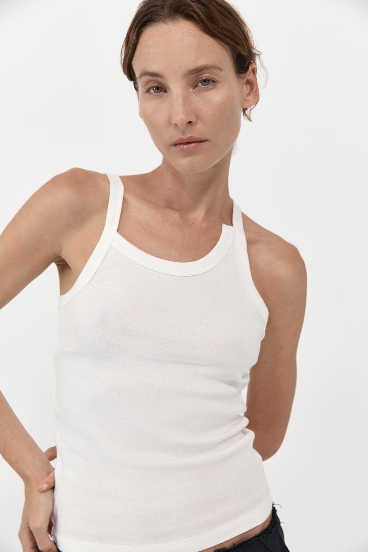St Agni Organic Cotton Abstract Singlet in White available at TNT The New Trend Australia