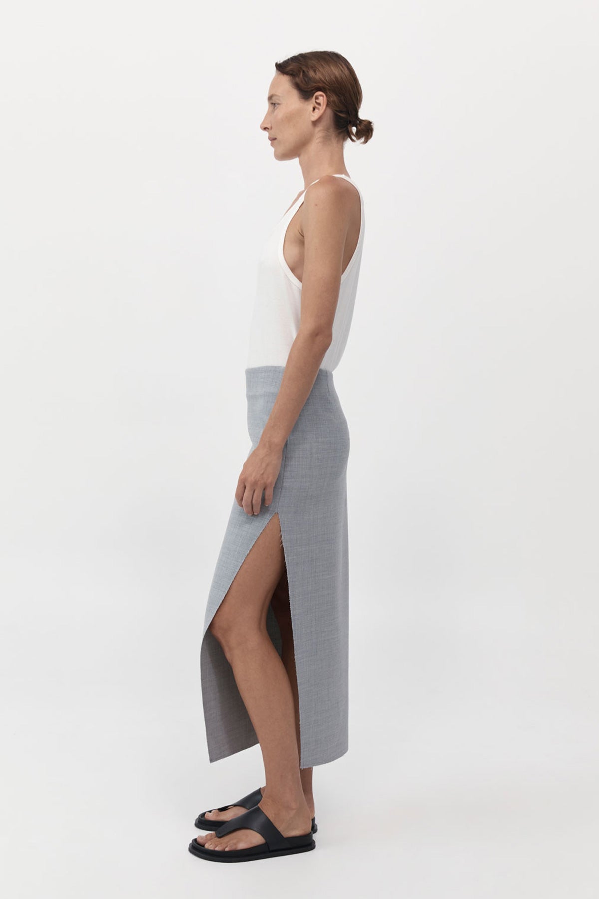 St Agni Raw Hem Midi Skirt in Grey available at TNT The New Trend Australia