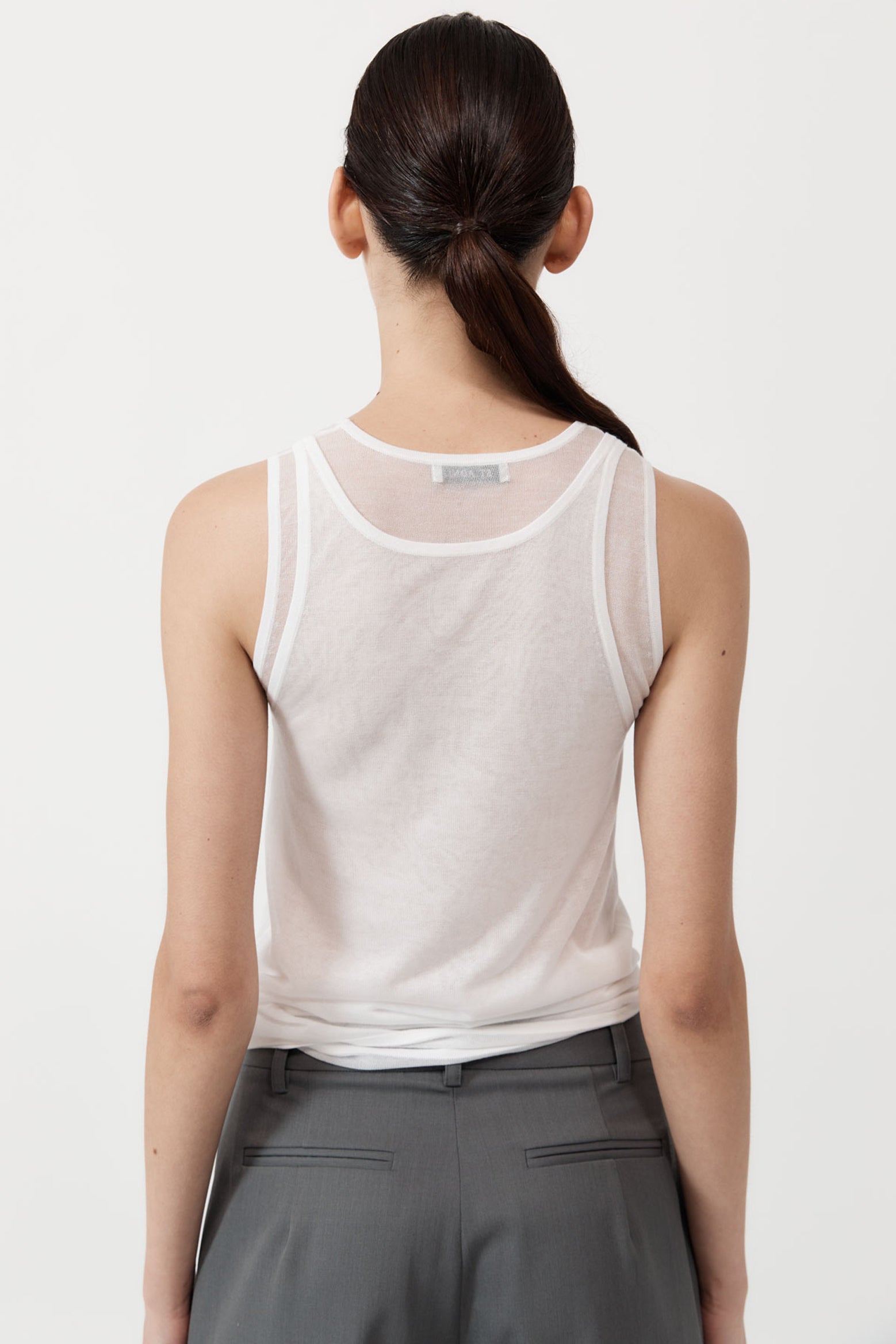St Agni Semi Sheer Double Layered Tank in White available at The New Trend Australia.