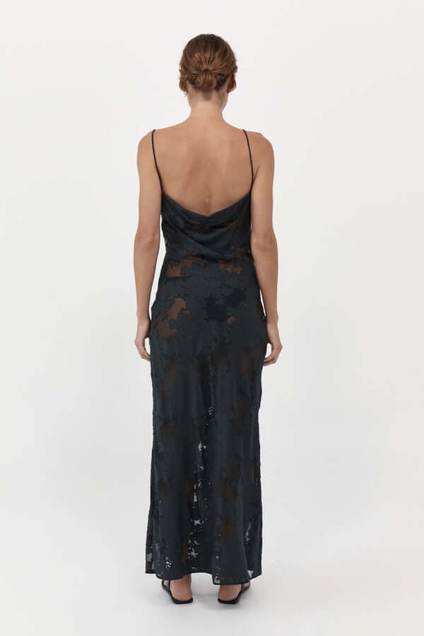 St Agni Semi Sheer Floral Dress in Black available at TNT The New Trend Australia.