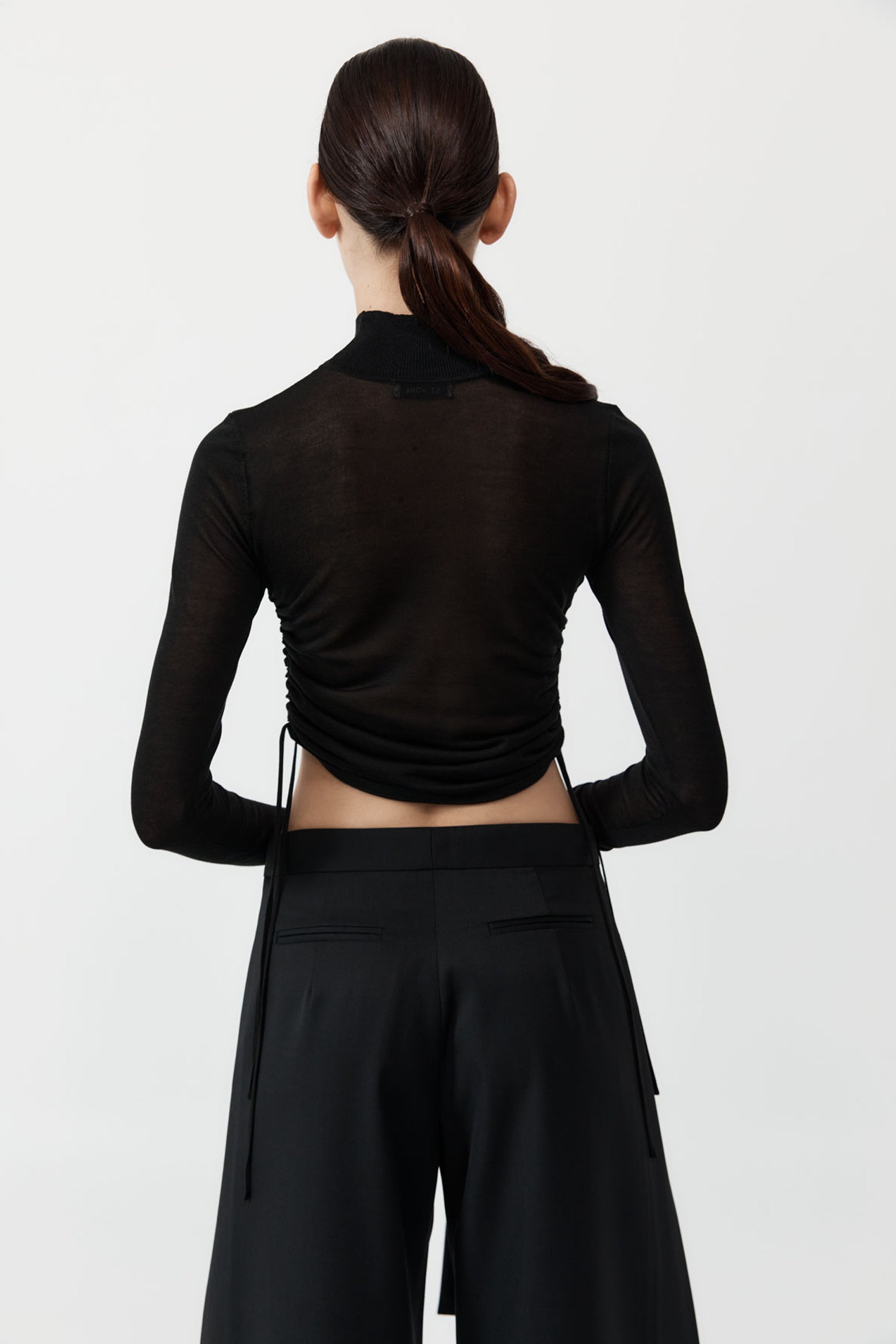 St Agni Sheer Ruched Top in Black available at The New Trend Australia.