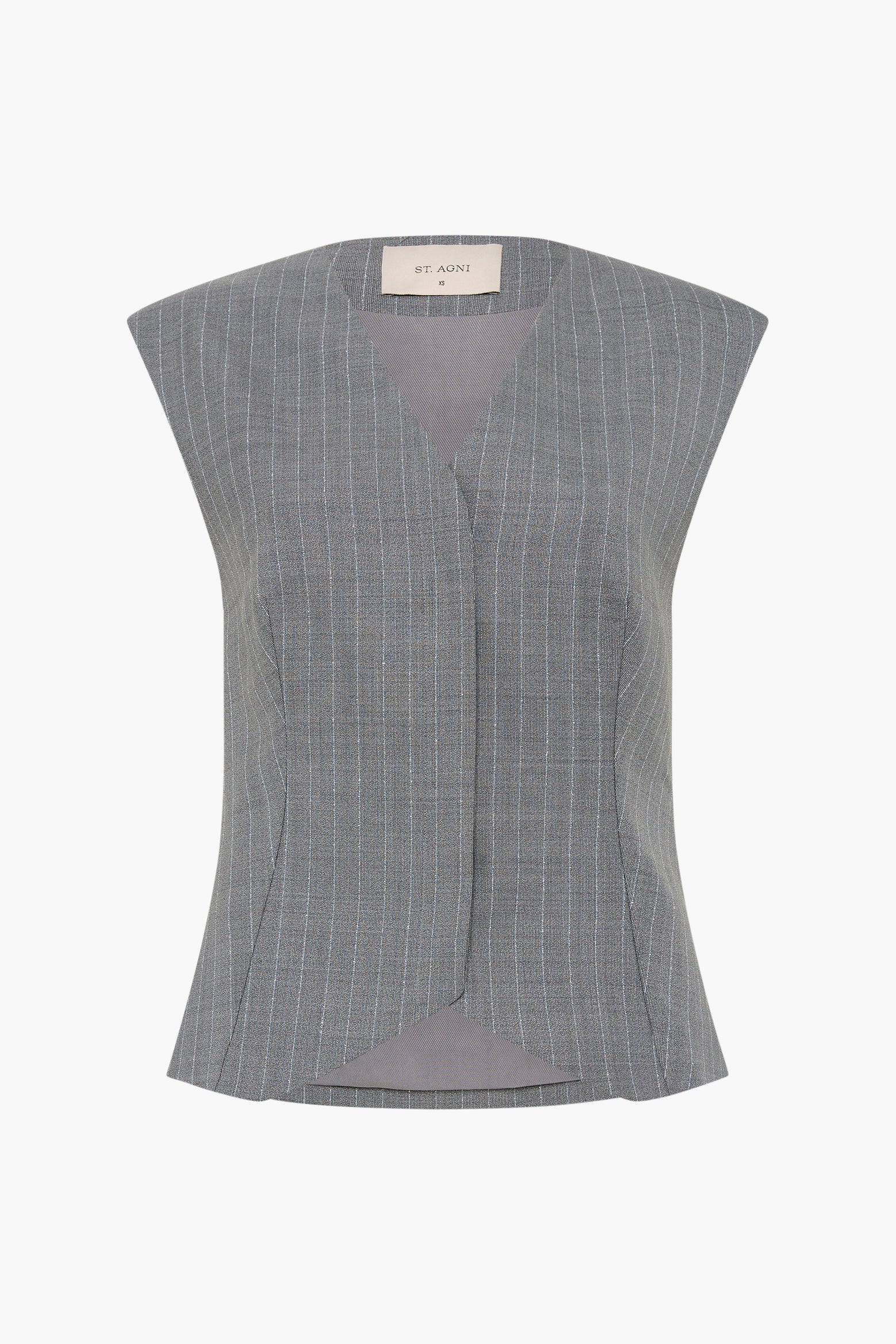 St Agni Wool Vest in Chalk Stripe available at TNT The New Trend Australia