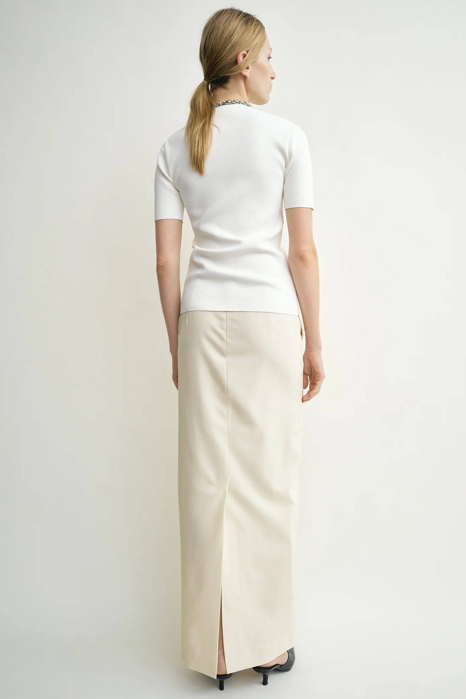 TOTEME LIGHT WOOL SKIRT IN ECRU | THE NEW TREND