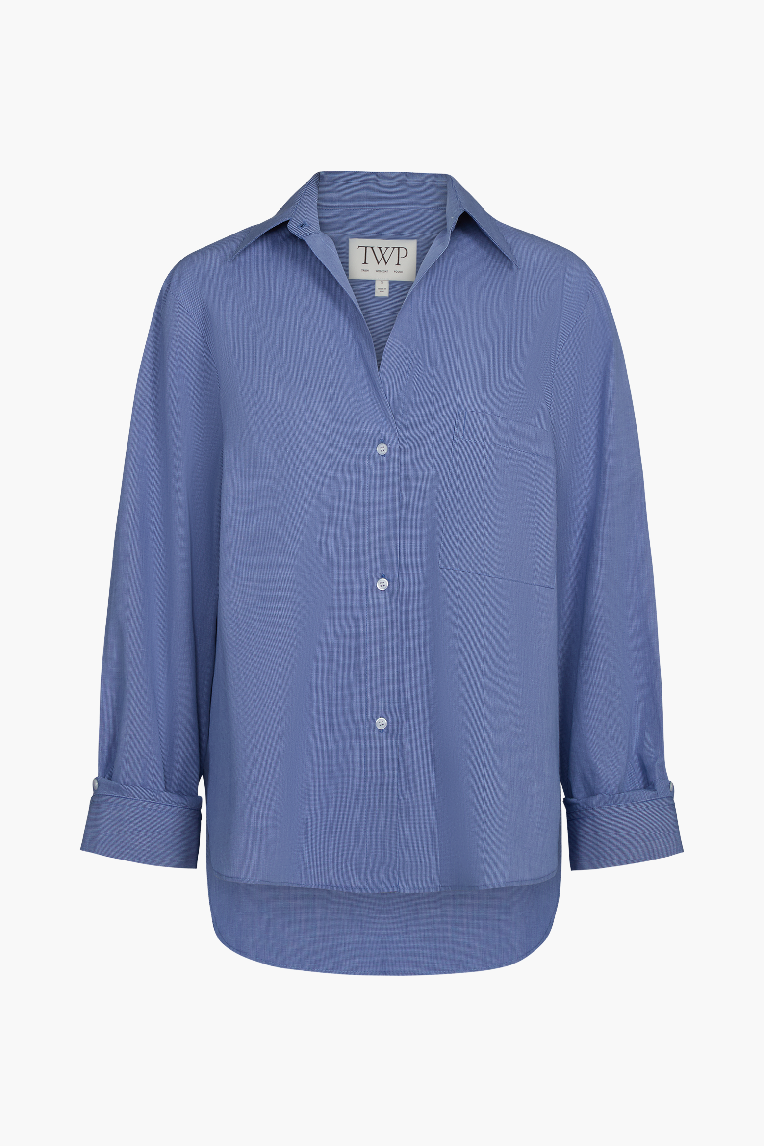 TWP NEXT MORNING SHIRT IN WHITE/NAVY | THE NEW TREND 