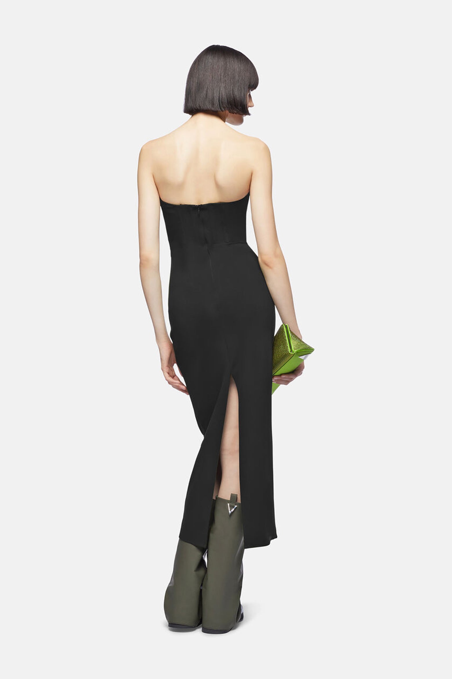 ワンピースその他 The Attico Black midi dress with zip THE ATTICO Zip-embellished stretch-crepe midi dress | NET-A