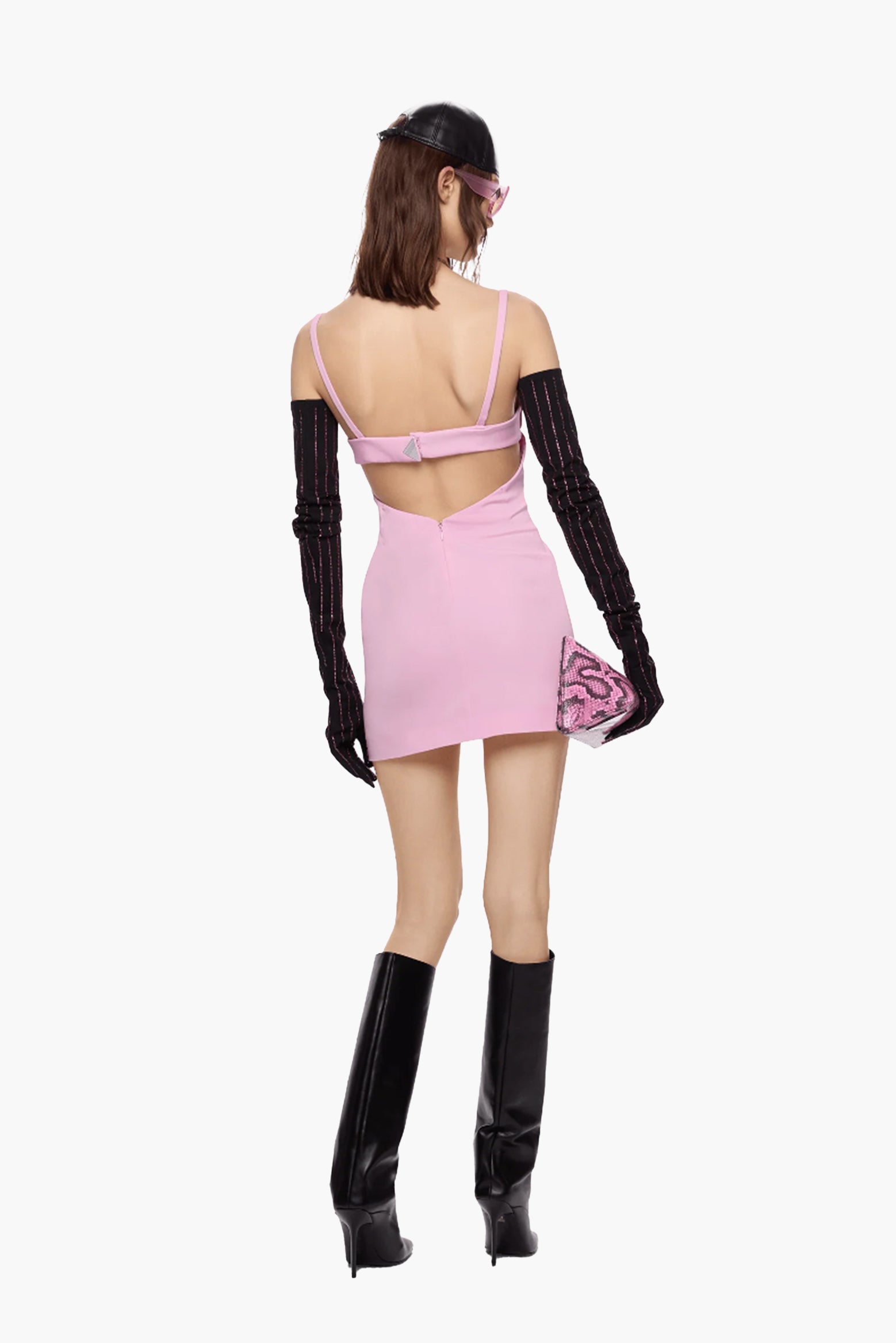 The Attico Coco Mini Dress in Sugar Pink available at The New Trend