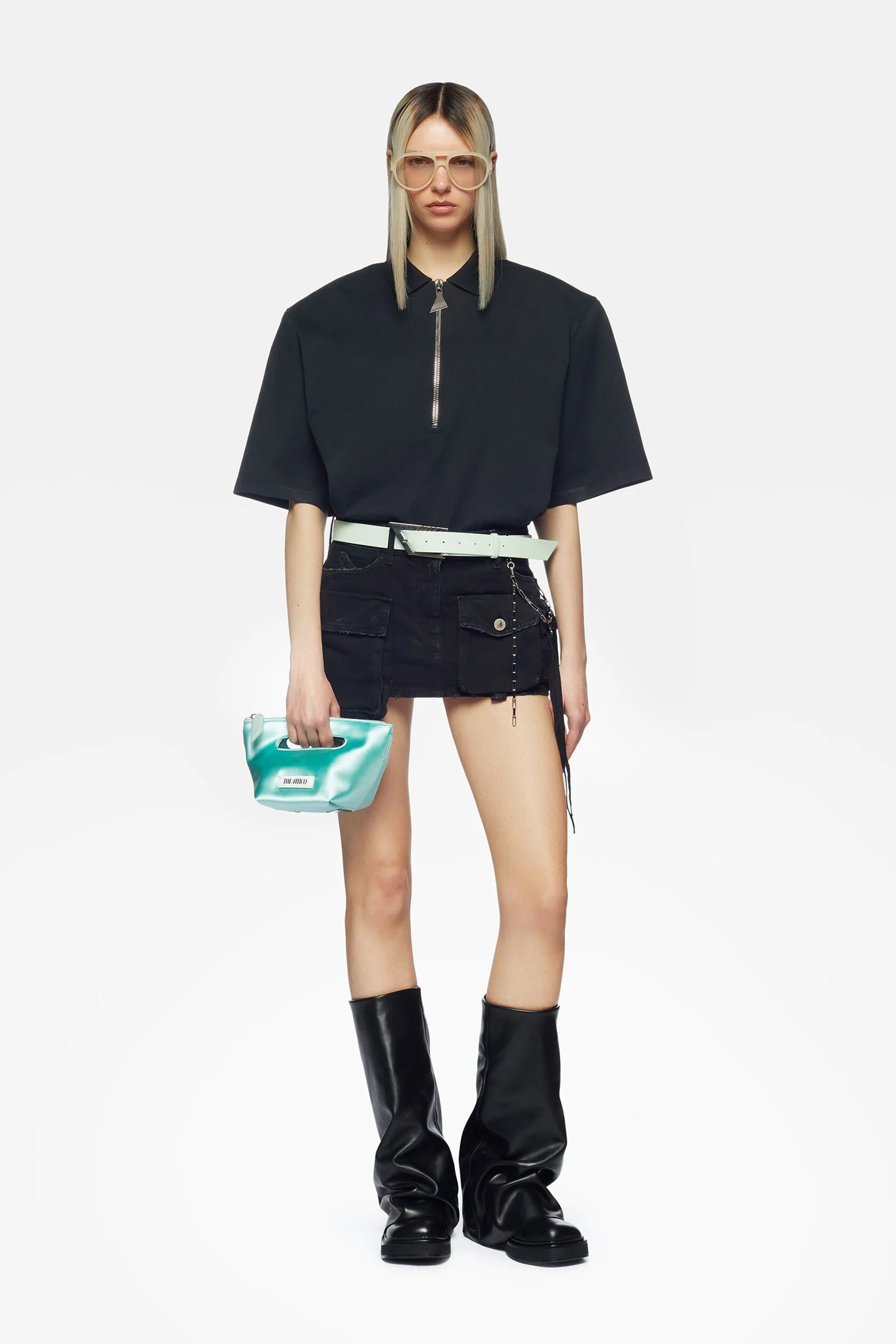 THE ATTICO Fay Mini Skirt in Black The New Trend