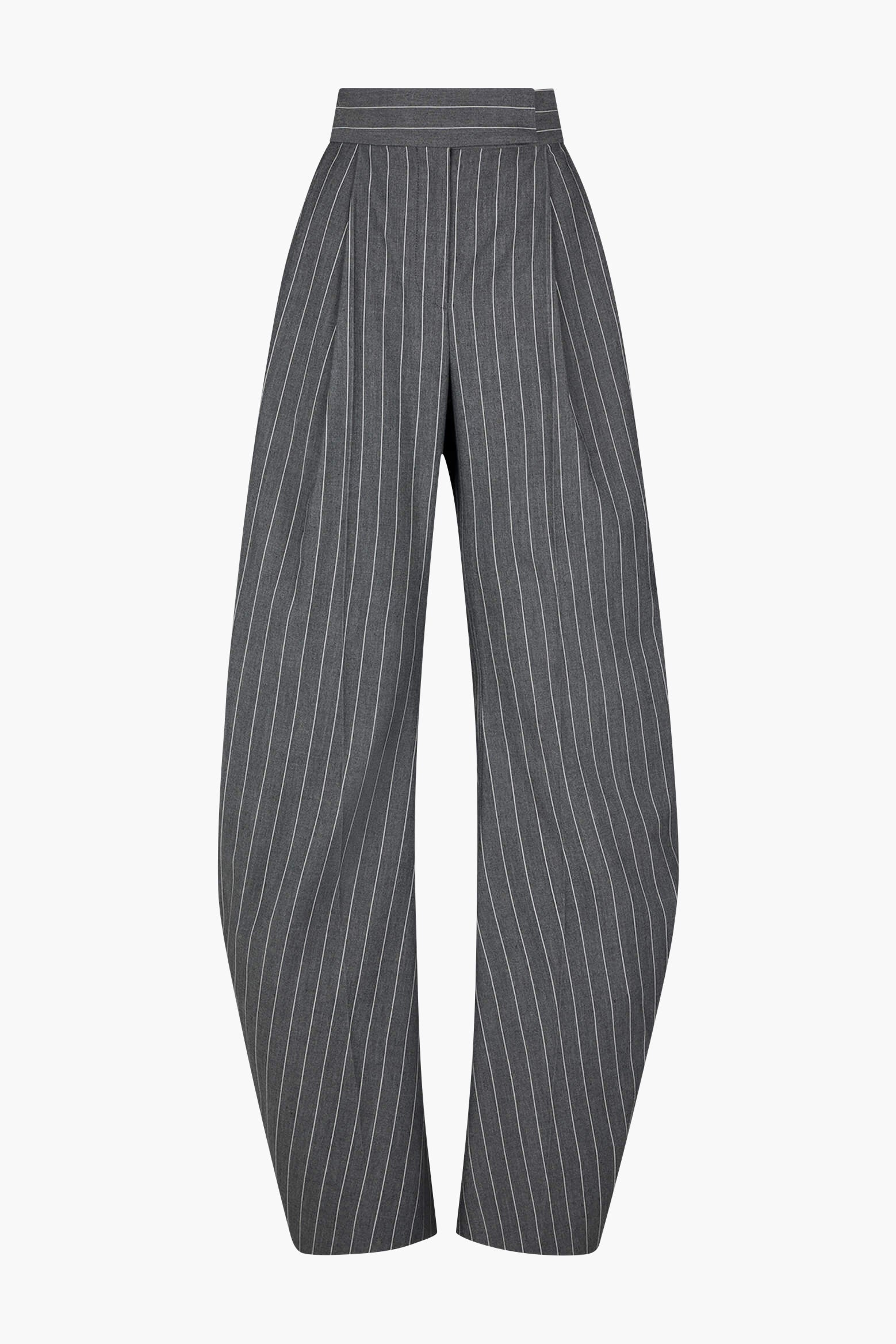 The Attico Gary Long Pants in Grey White Pinstripe available at The New Trend