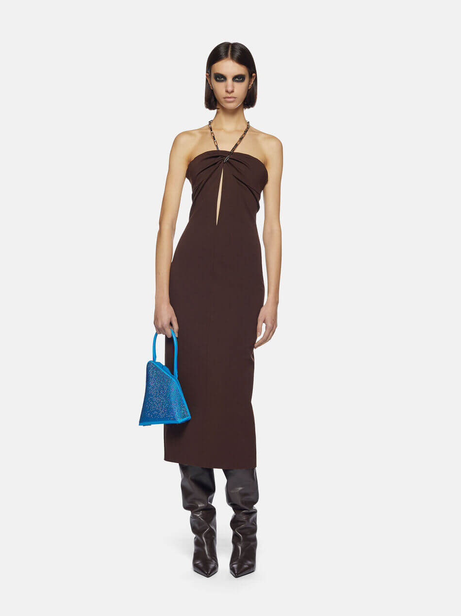 The-Attico-Giona-Midi-Dress-Dark-Brown-The-New-Trend