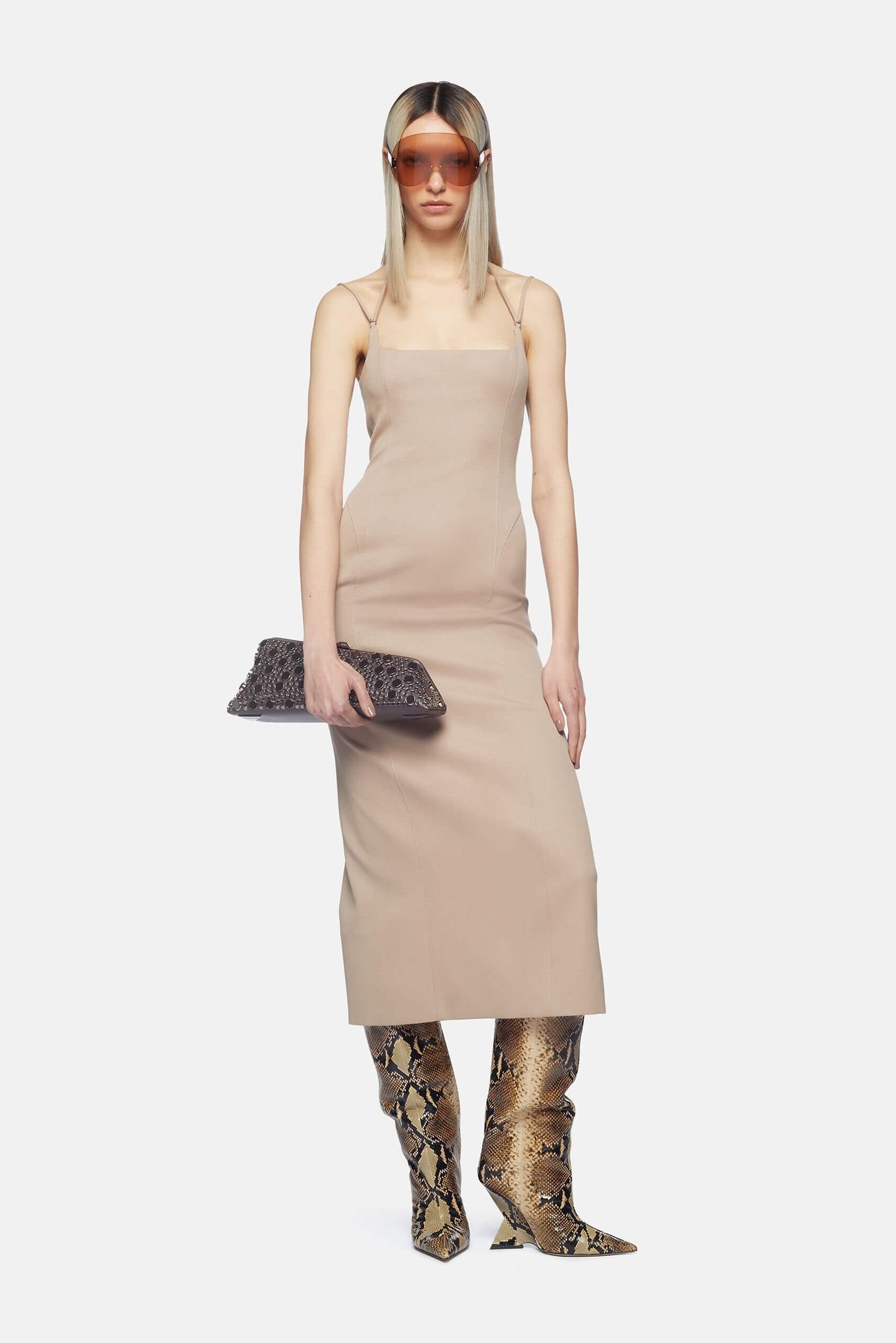 The Attico Midi Dress in Beige available at The New Trend Australia