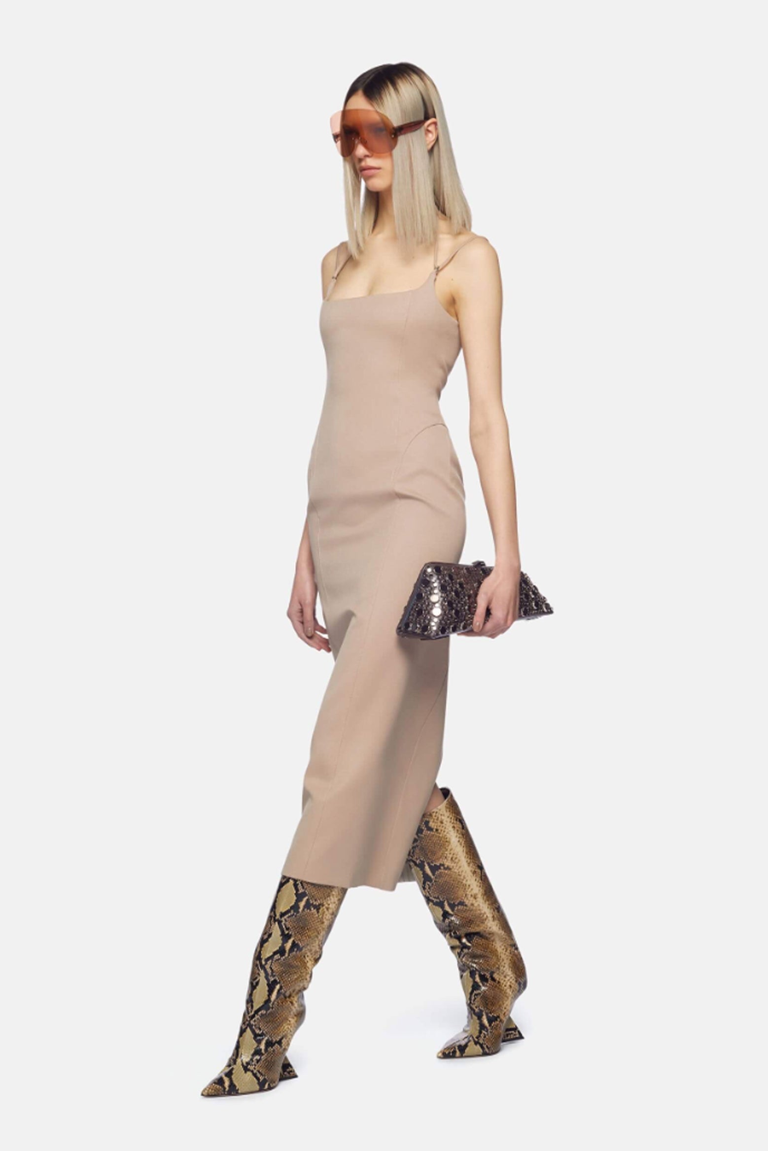 The Attico Midi Dress in Beige available at The New Trend Australia