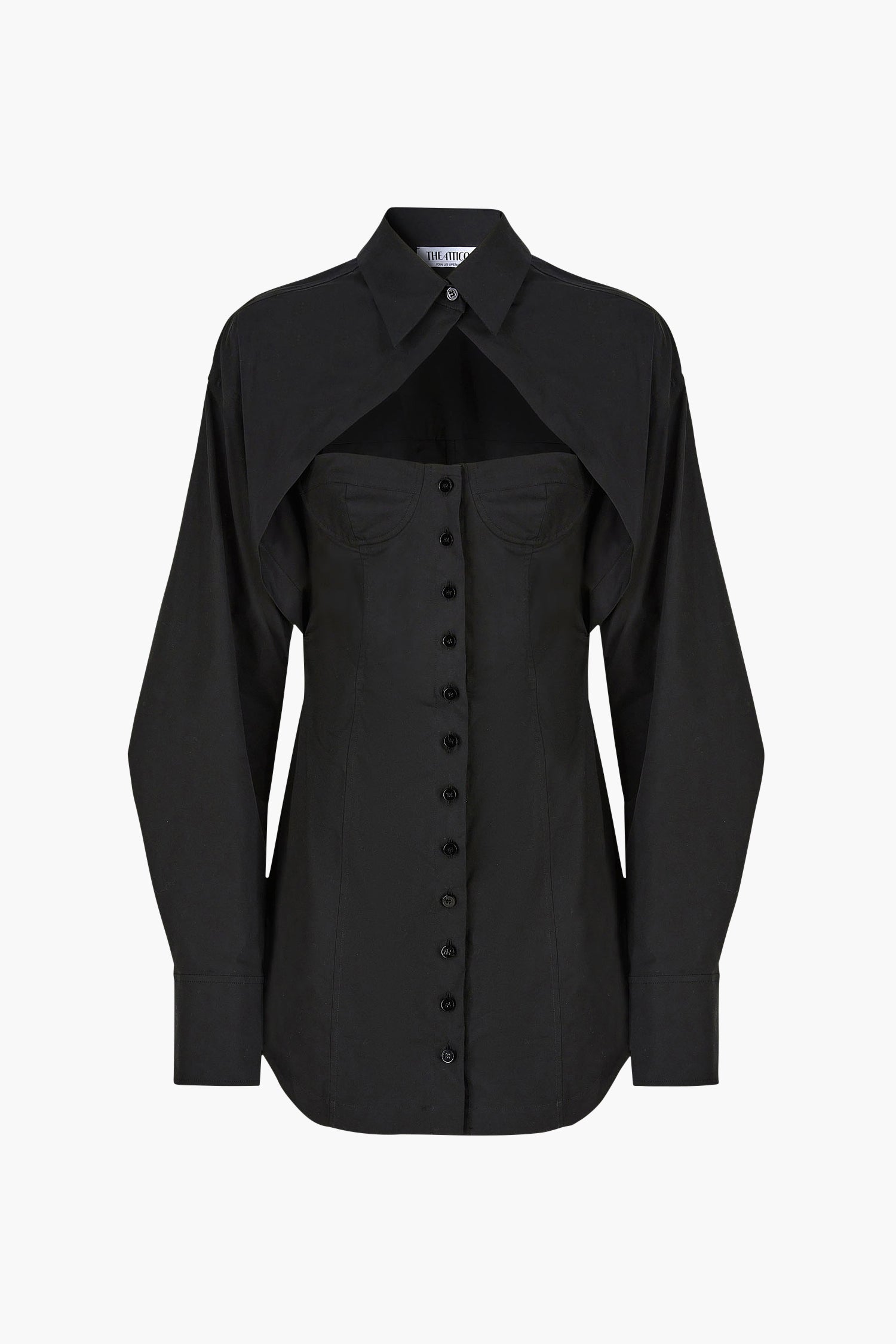 The Attico Mini Shirt Dress in Black available at TNT The New Trend