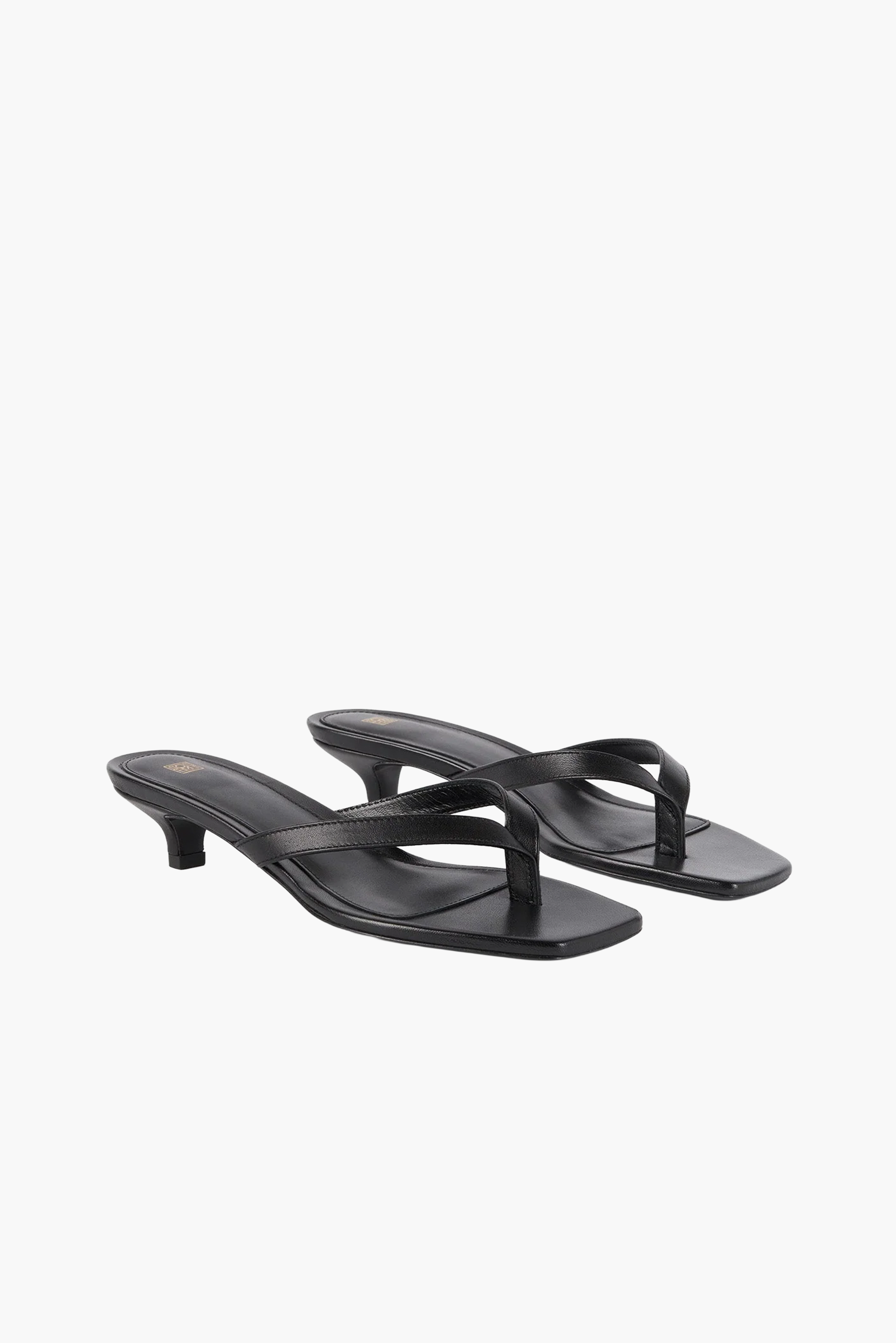 TOTEME LEATHER HEELED FLIP FLOPS IN BLACK | THE NEW TREND
