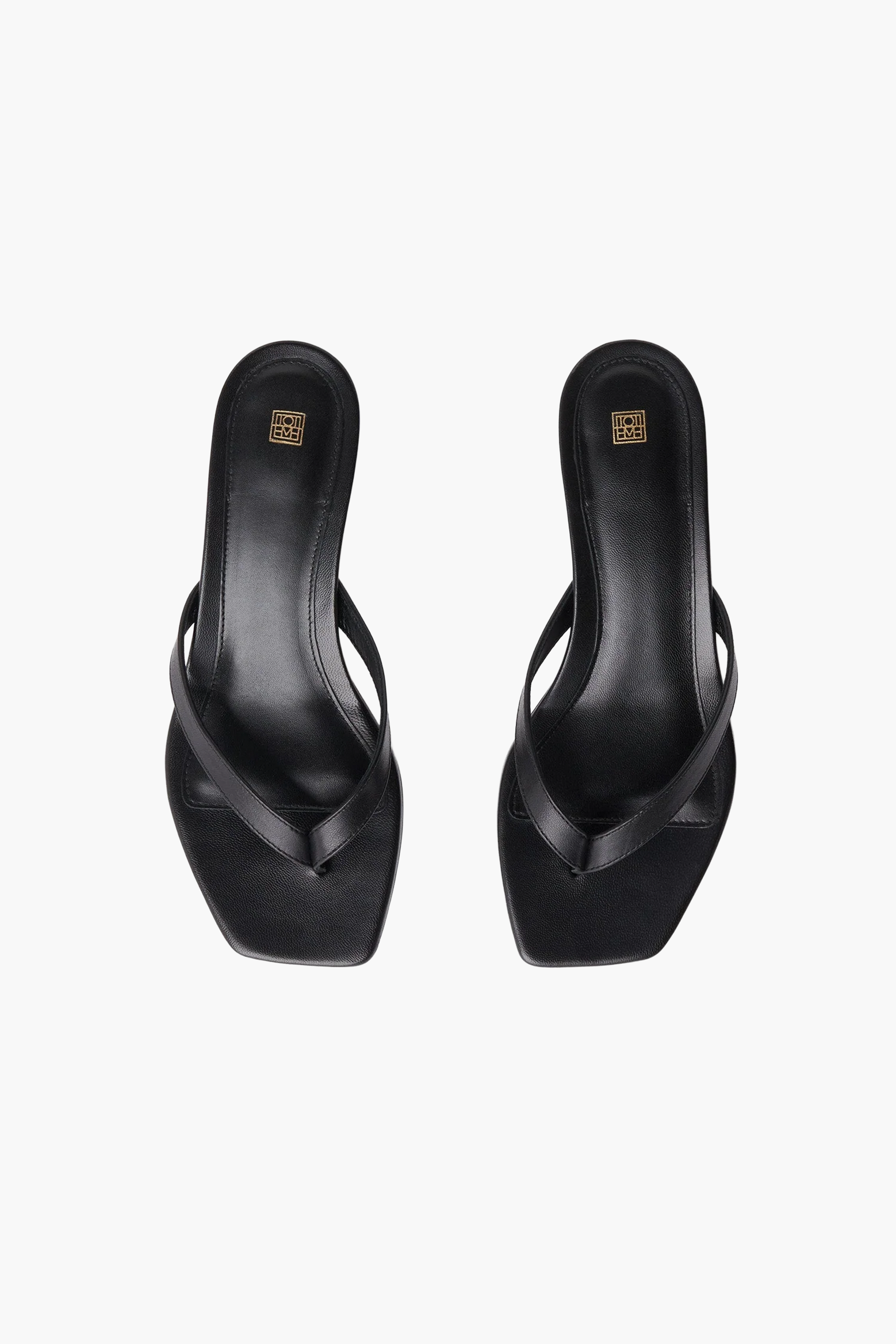 TOTEME LEATHER HEELED FLIP FLOPS IN BLACK | THE NEW TREND