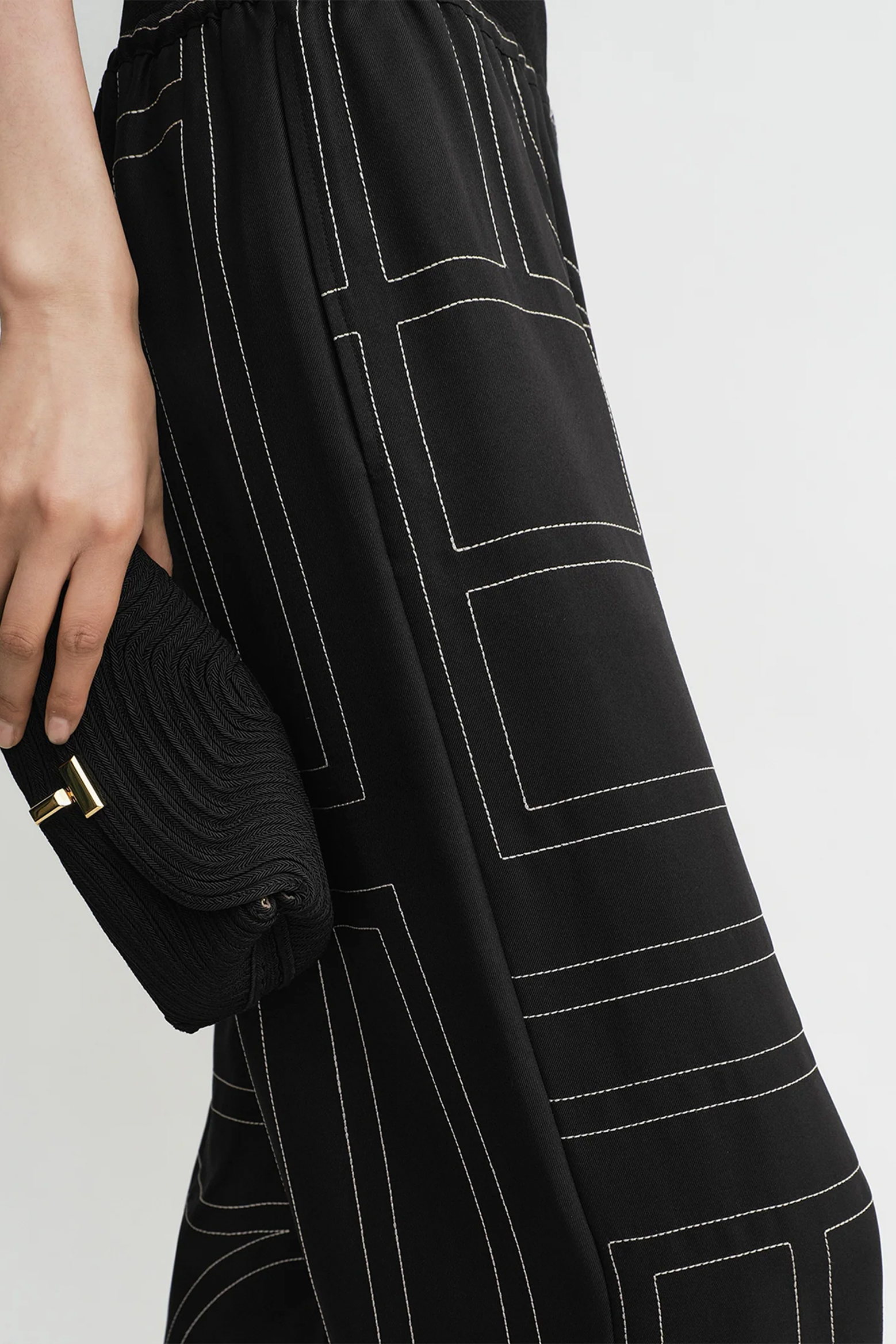 TOTEME MONOGRAM SILK PJ BOTTOMS IN BLACK | THE NEW TREND