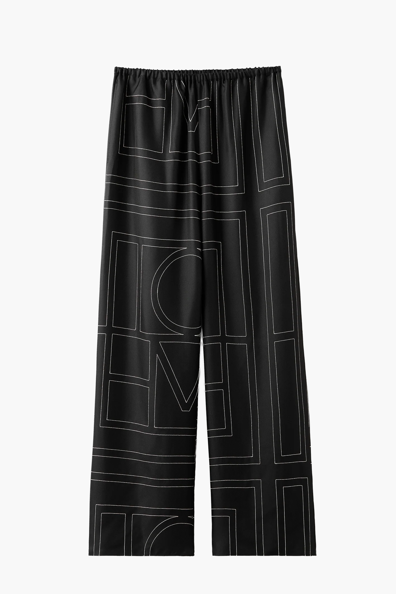 TOTEME MONOGRAM SILK PJ BOTTOMS IN BLACK | THE NEW TREND