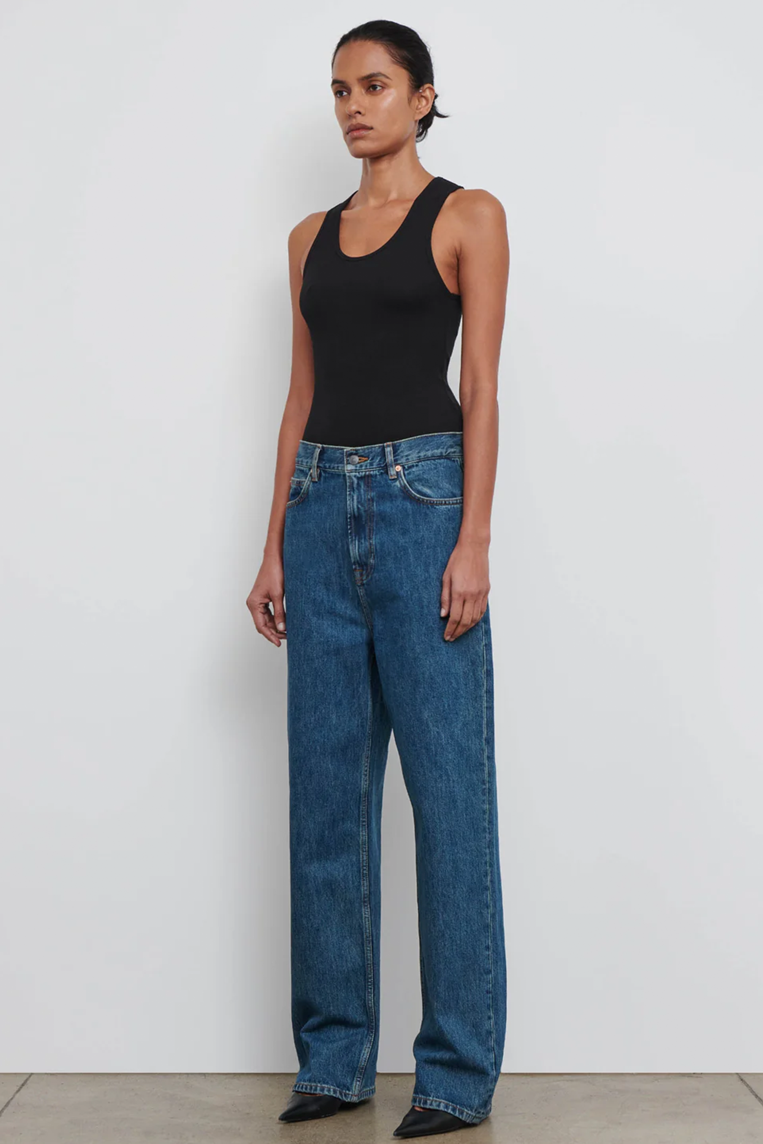 WARDROBE.NYC DENIM LOW RISE JEAN IN INDIGO | THE NEW TREND