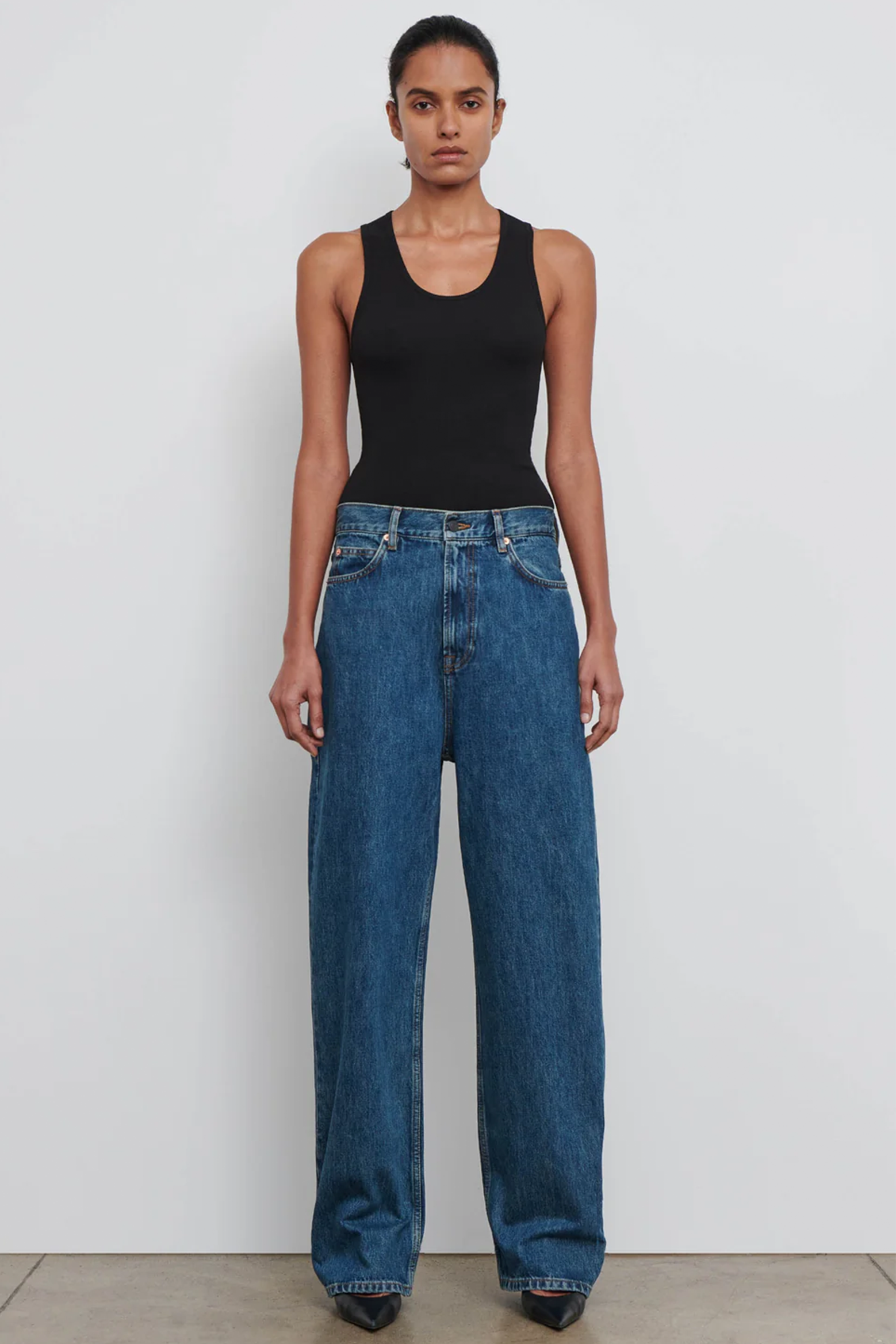 WARDROBE.NYC DENIM LOW RISE JEAN IN INDIGO | THE NEW TREND
