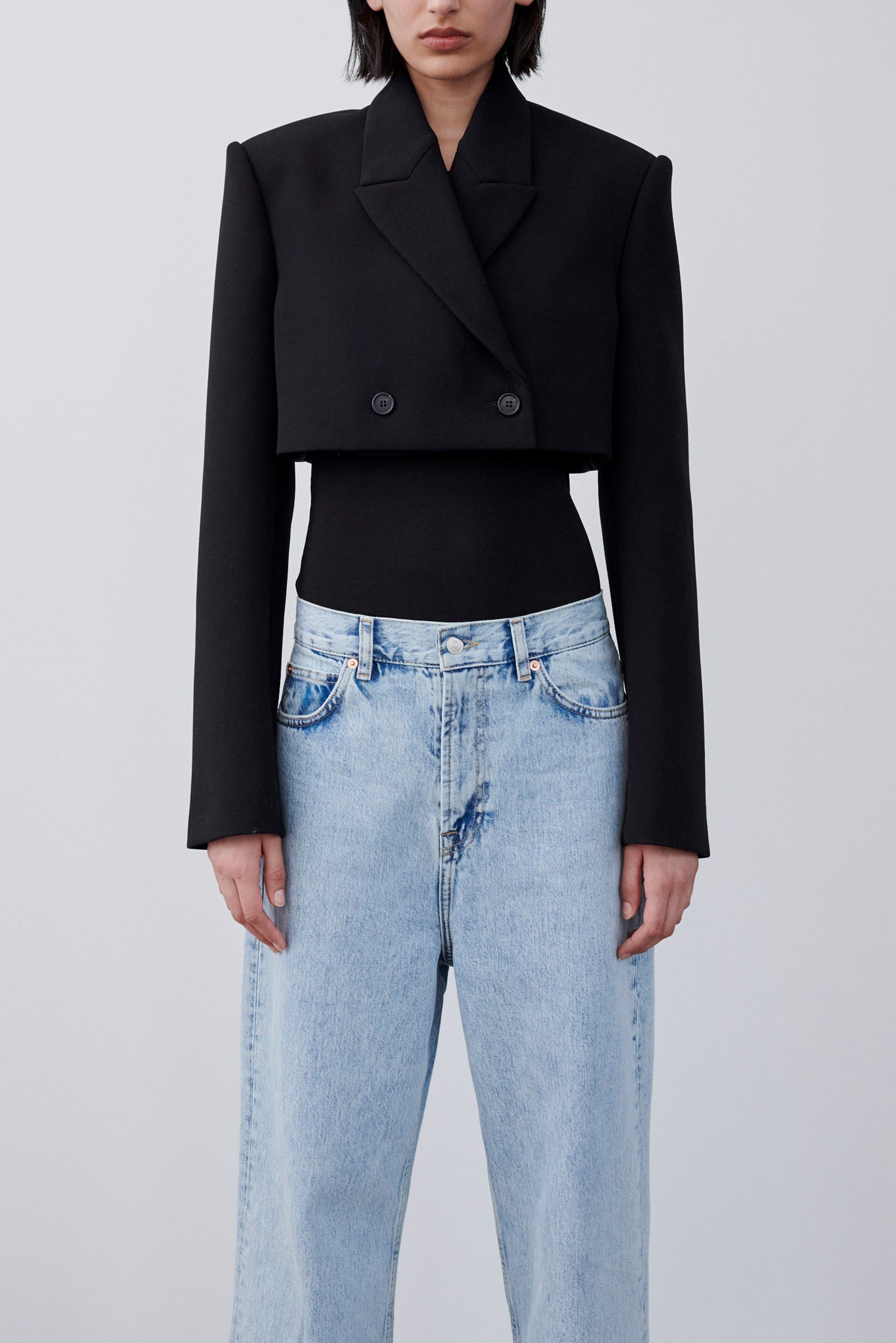 The Wardrobe NYC Crop Blazer in Black available at The New Trend Australia