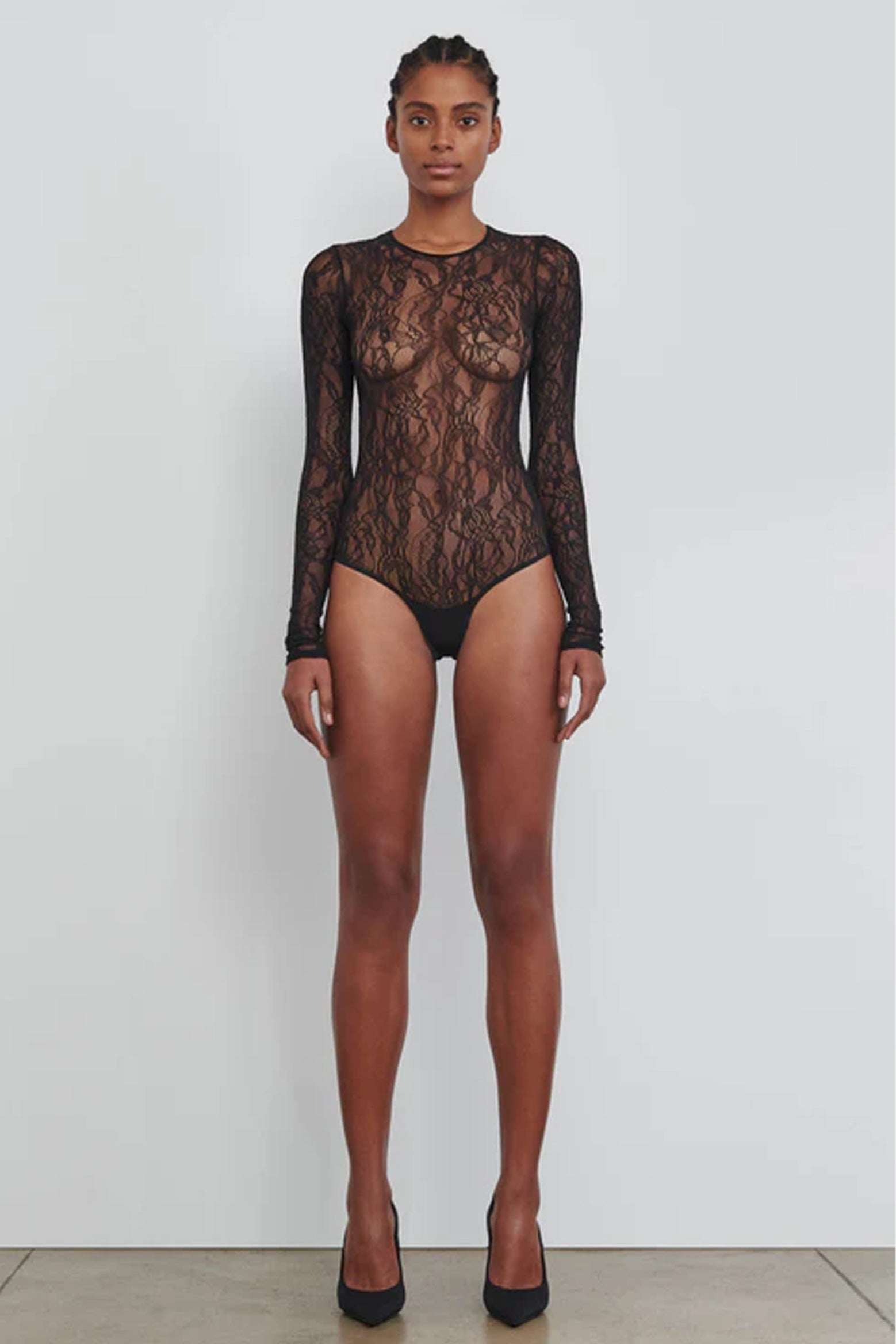 The Wardrobe NYC Lace Bodysuit in Black available at The New Trend Australia