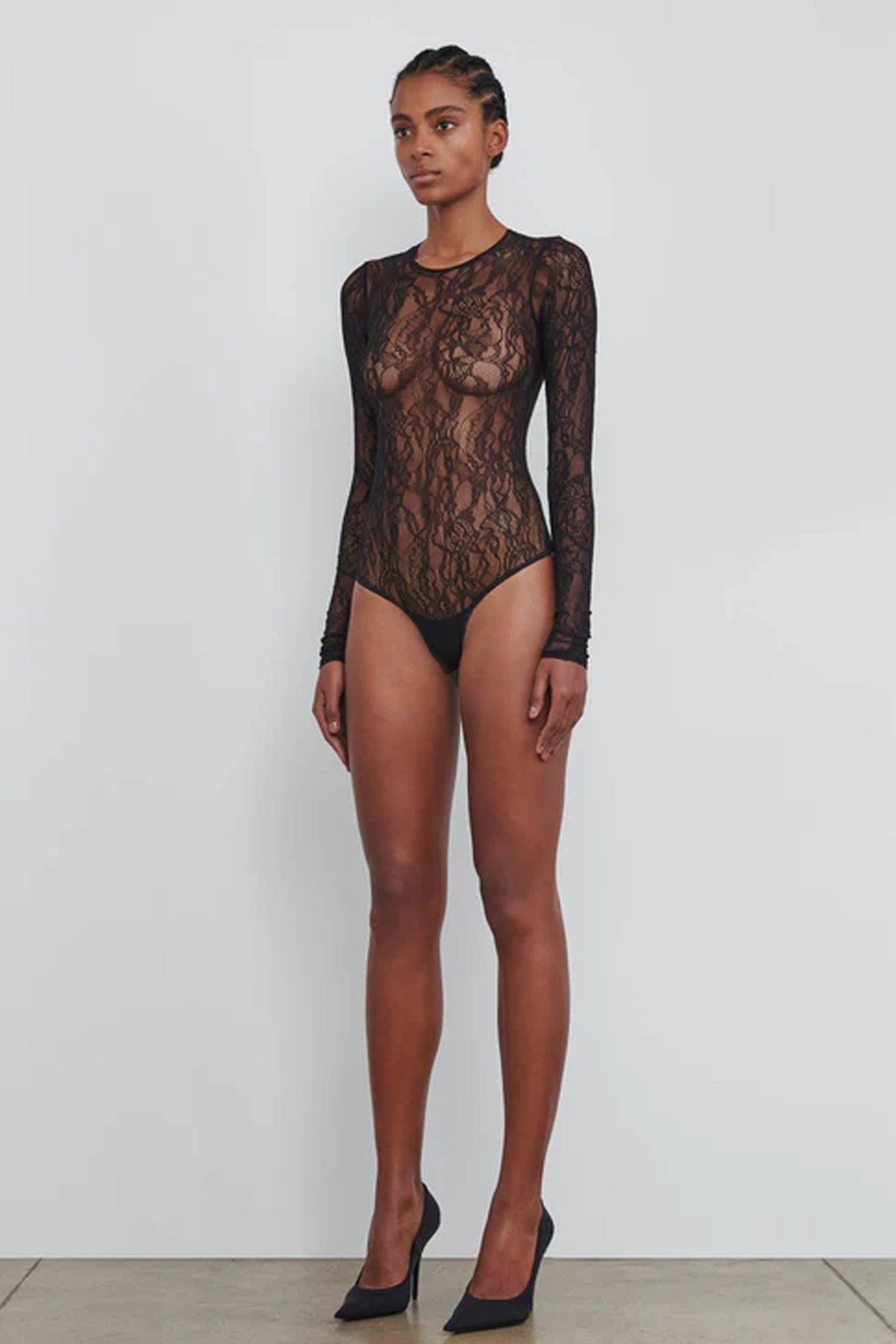 The Wardrobe NYC Lace Bodysuit in Black available at The New Trend Australia