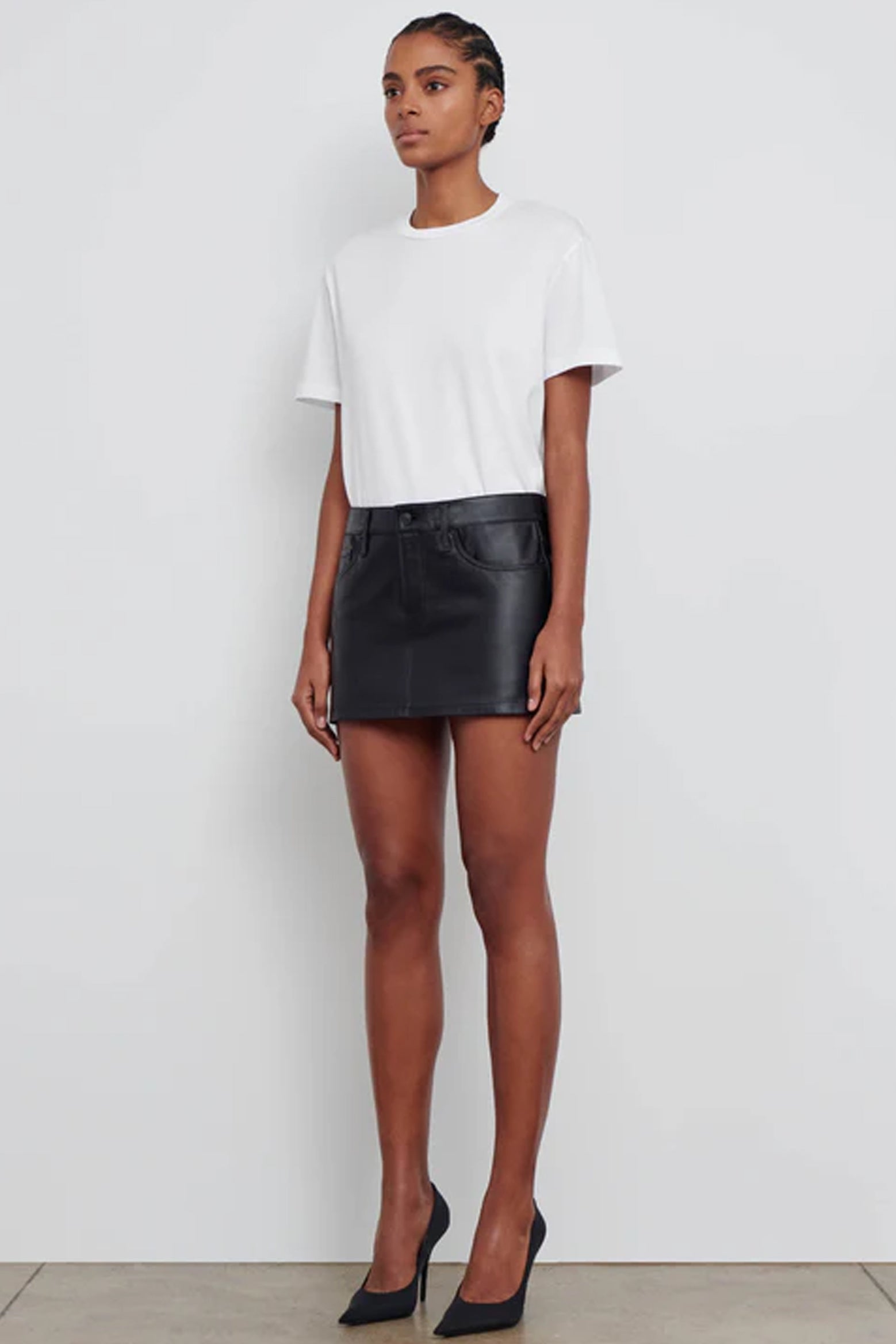Women's Micro Leather Mini Skirt Leather Look Zip Detail