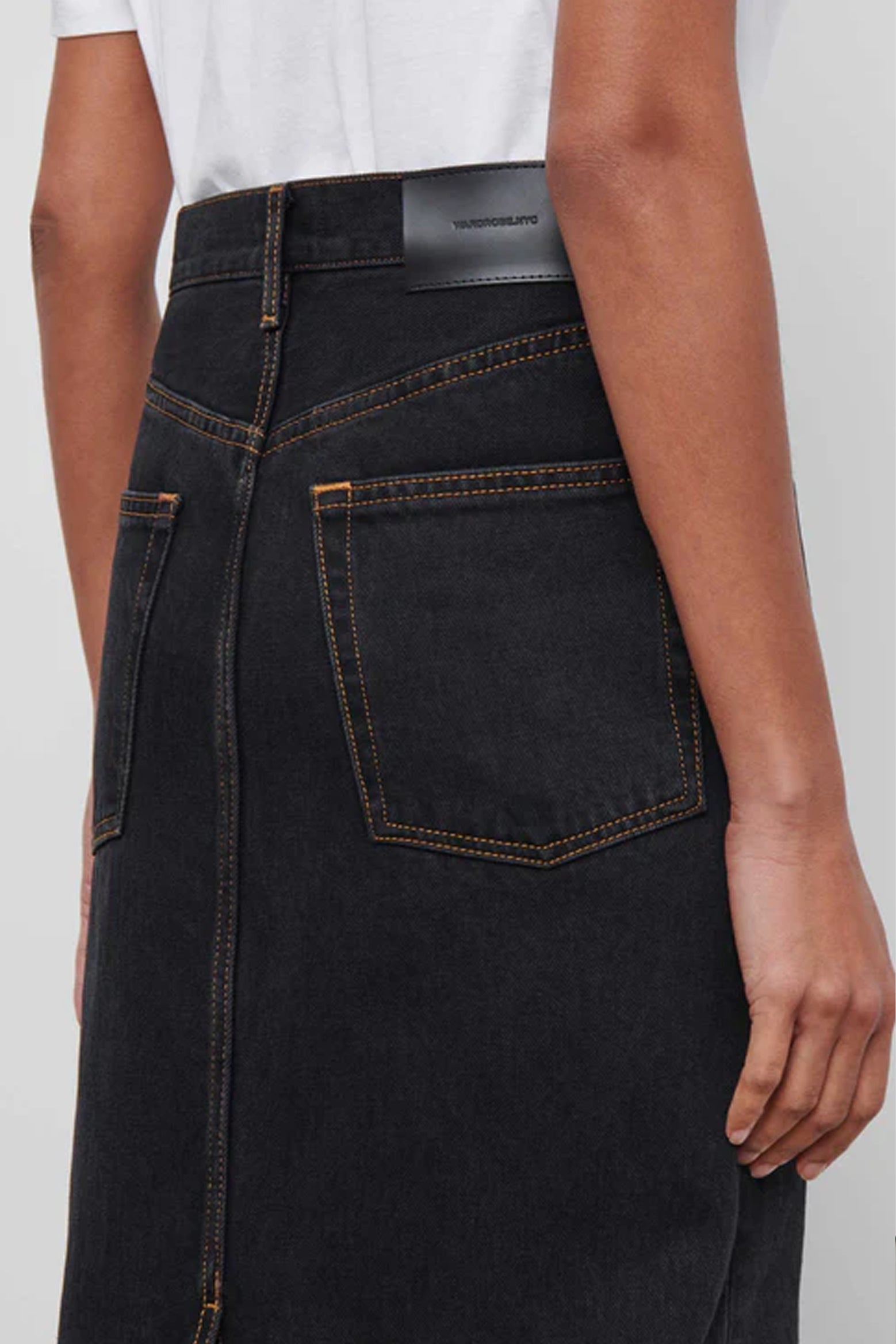 The Wardrobe NYC Denim Column Skirt in Black available at The New Trend Australia