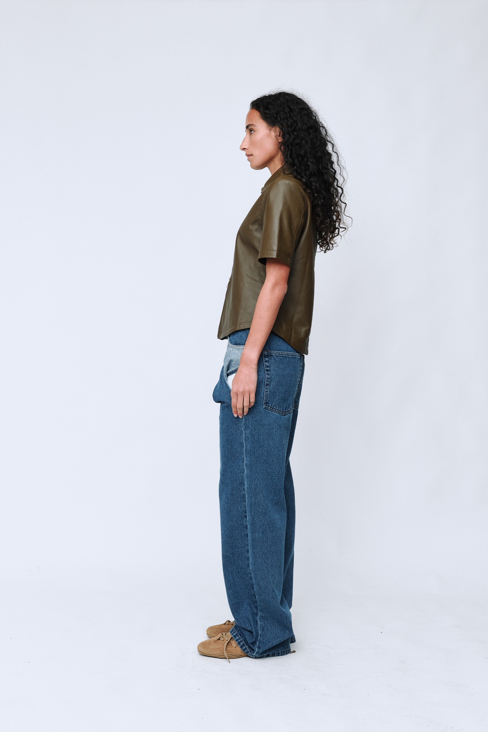 WYNN HAMLYN LEATHER ANDIE TOP IN DARK BROWN | THE NEW TREND