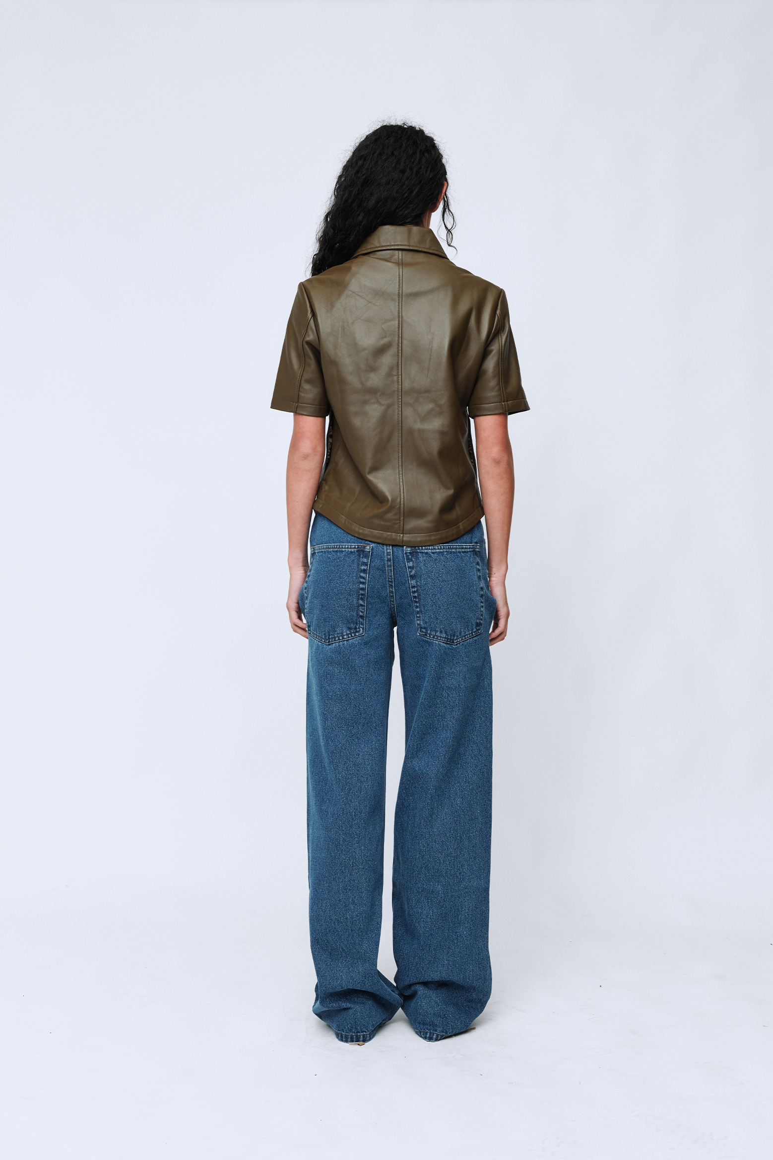 WYNN HAMLYN LEATHER ANDIE TOP IN DARK BROWN | THE NEW TREND