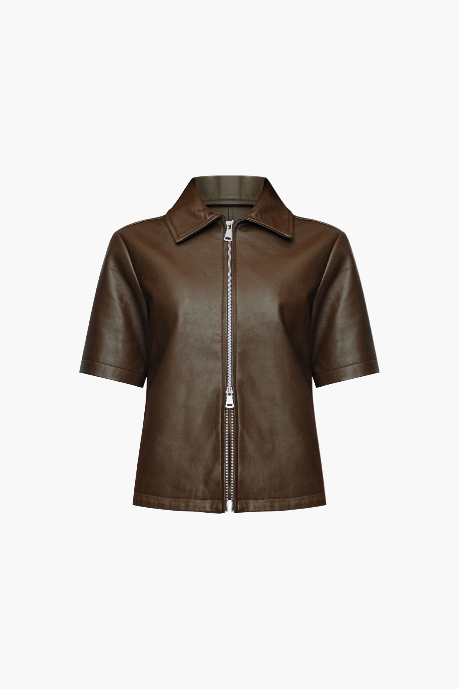 WYNN HAMLYN LEATHER ANDIE TOP IN DARK BROWN | THE NEW TREND