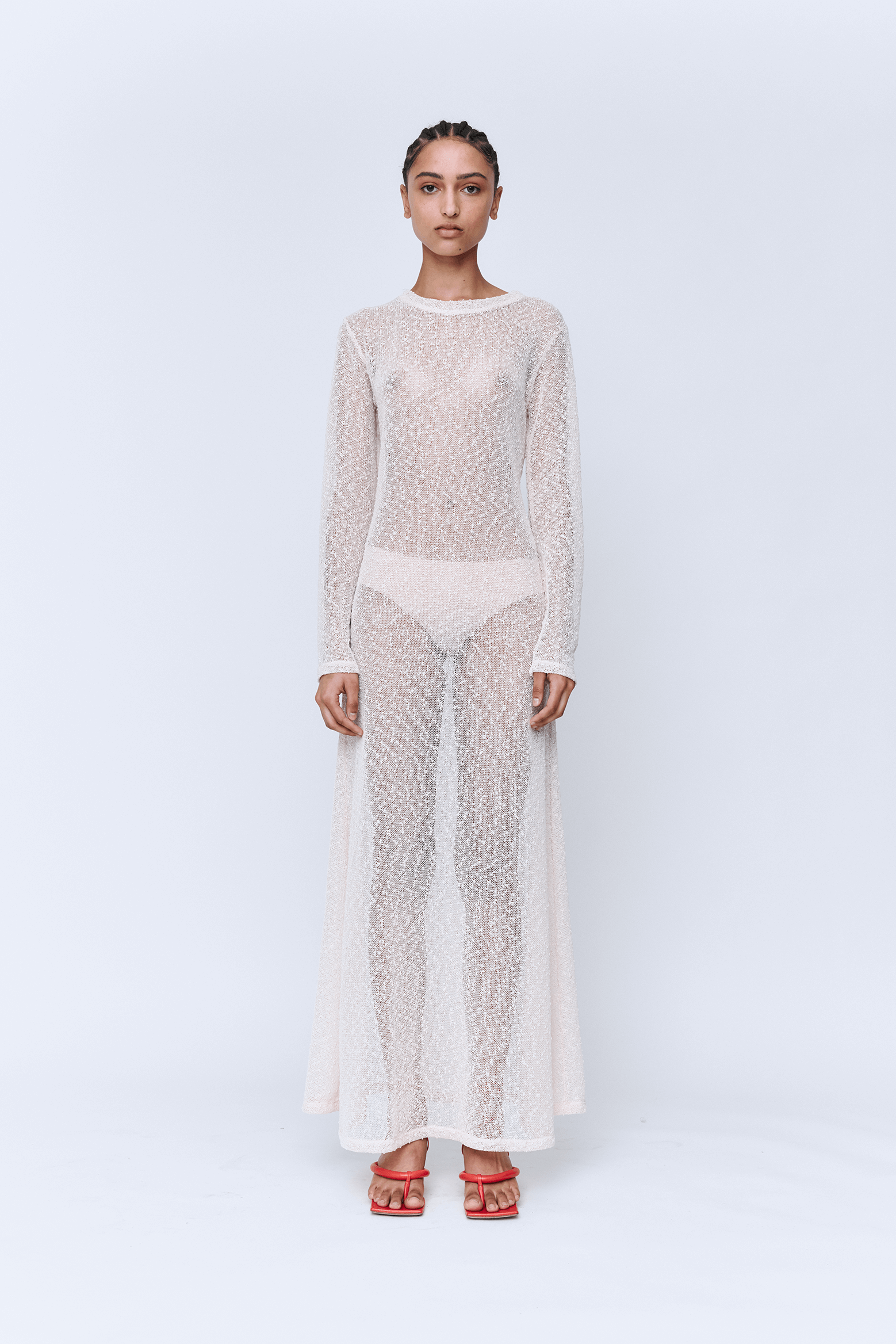 WYNN HAMLYN LONG SLEEVE T-SHIRT DRESS IN BONE | THE NEW TREND