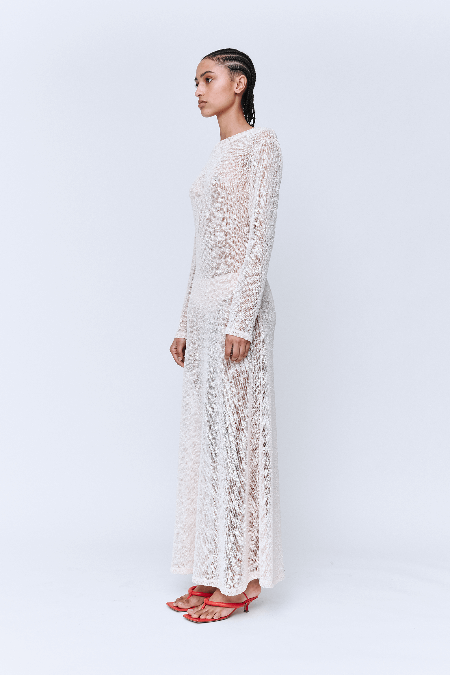 WYNN HAMLYN LONG SLEEVE T-SHIRT DRESS IN BONE | THE NEW TREND