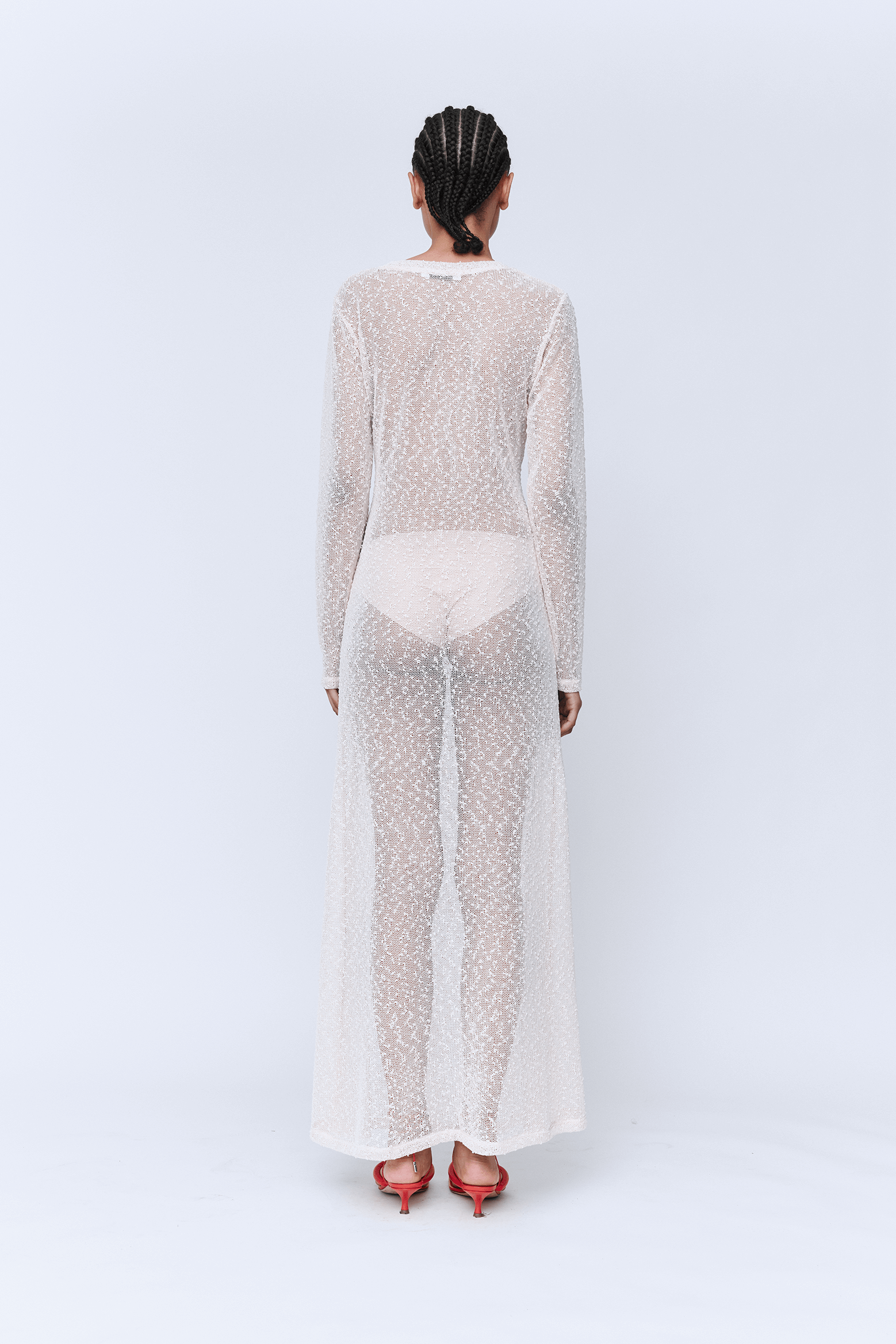 WYNN HAMLYN LONG SLEEVE T-SHIRT DRESS IN BONE | THE NEW TREND