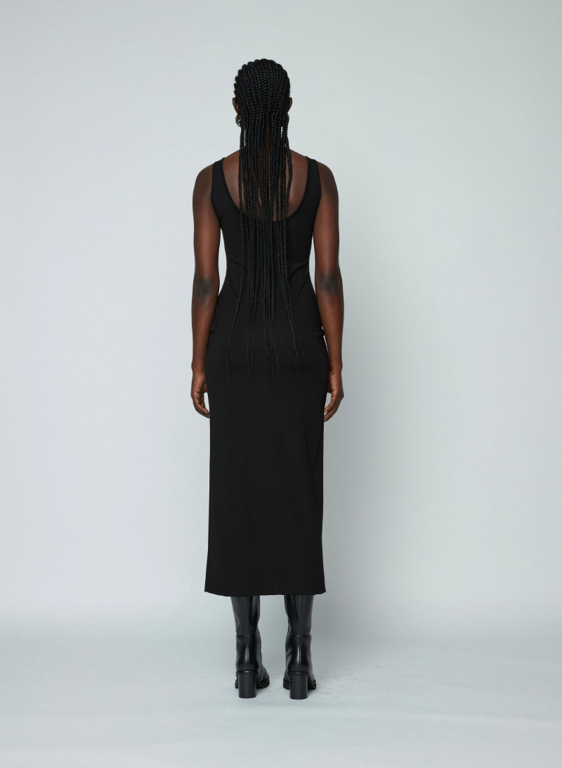 Wynn Hamlyn Rib Strap Maxi Dress in Black available at The New Trend Australia.